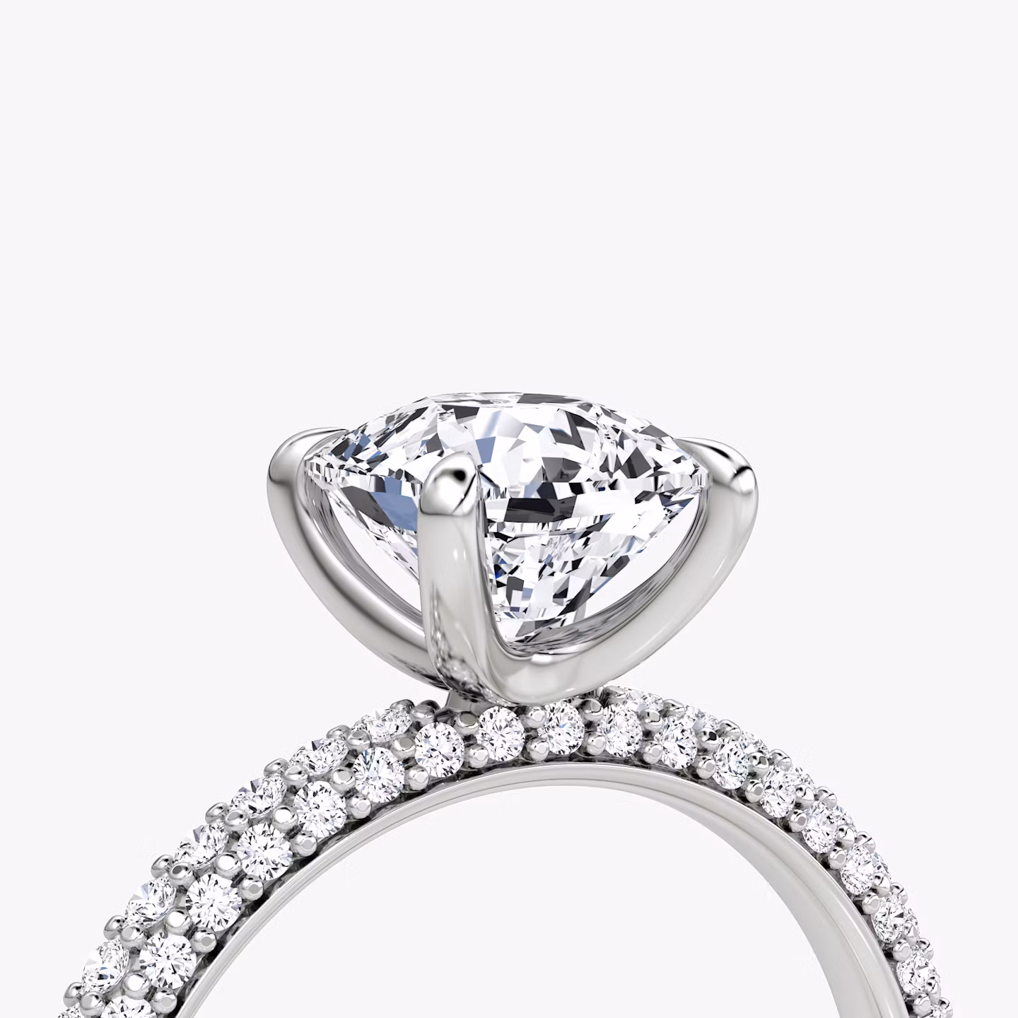 The Pavé Dome | Cushion | Platinum | bandAccent: Pavé | diamondOrientation: vertical | caratWeight: other