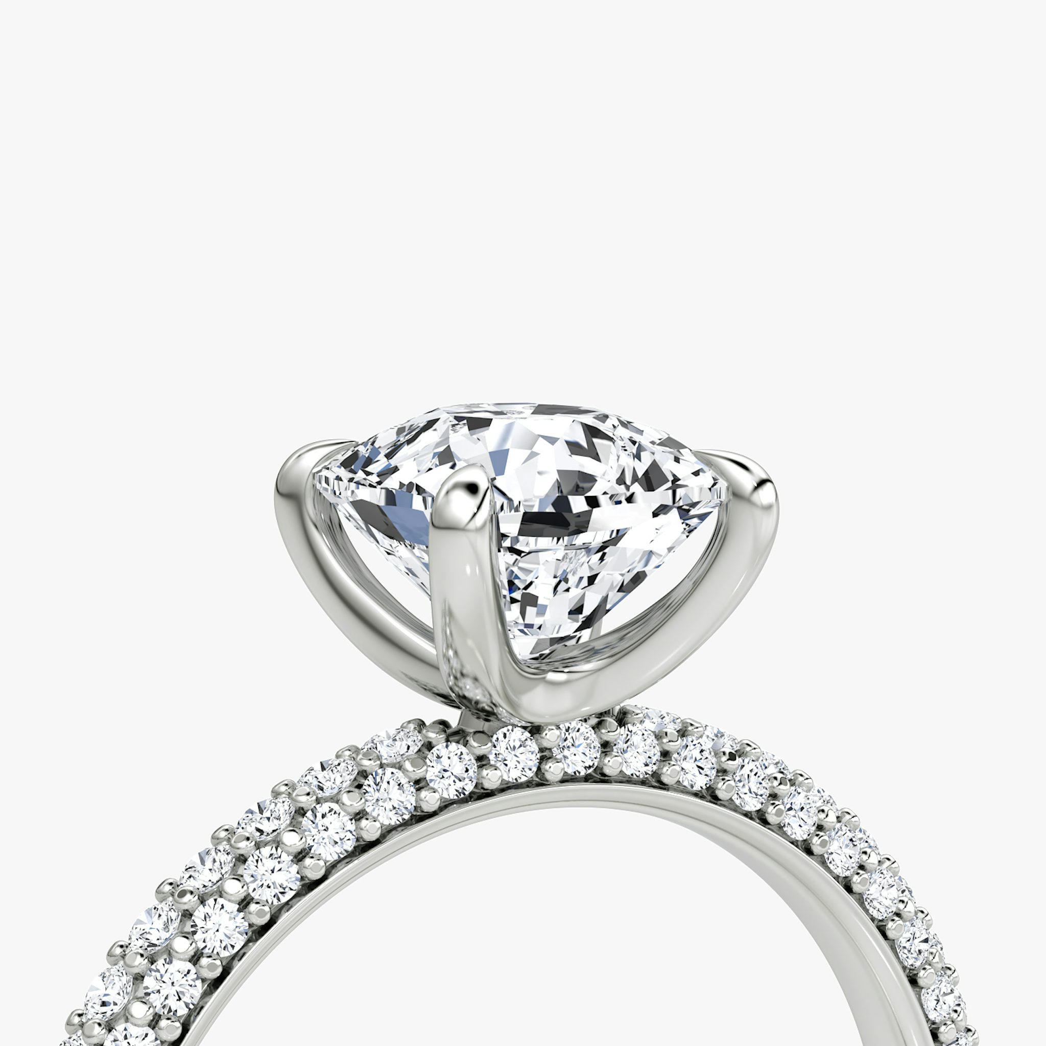 The Pavé Dome | Cushion | 18k | White Gold | bandAccent: Pavé | diamondOrientation: vertical | caratWeight: other