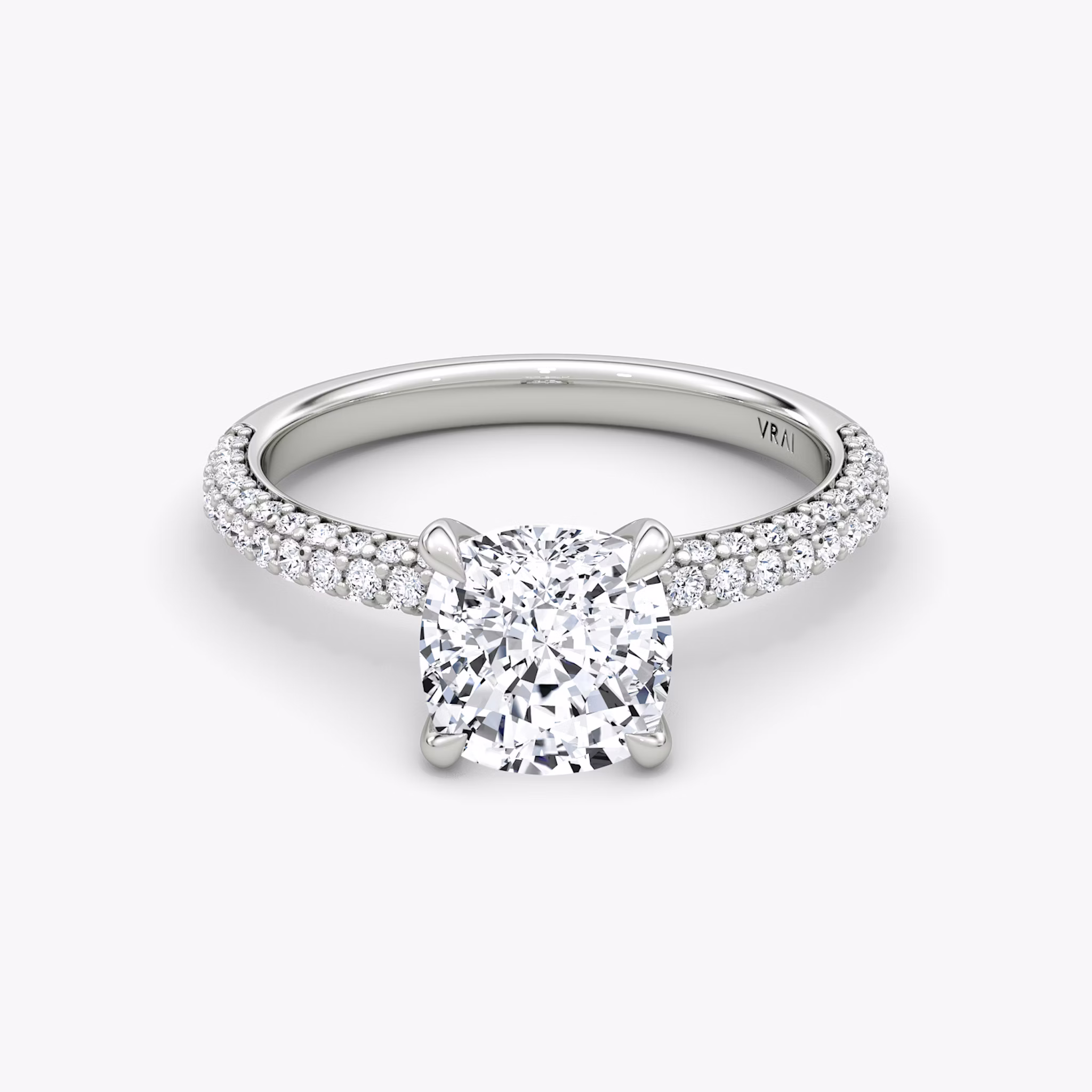 The Pavé Dome | Cushion | 18k | White Gold | bandAccent: Pavé | diamondOrientation: vertical | caratWeight: other