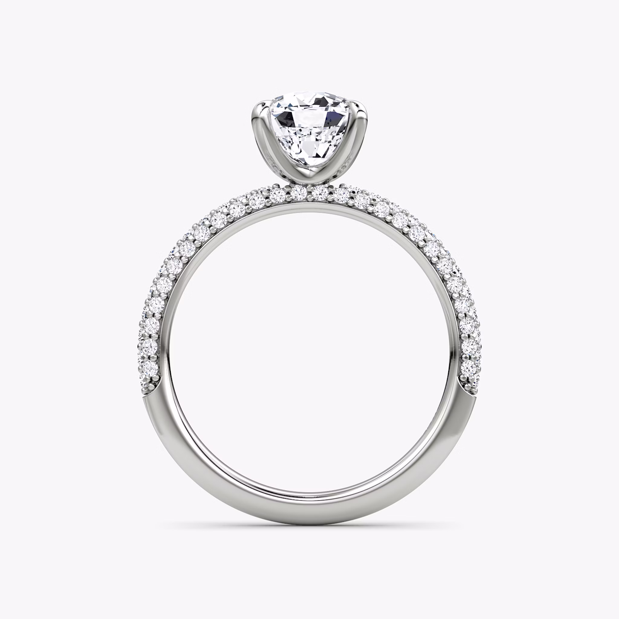 The Pavé Dome | Cushion | 18k | White Gold | bandAccent: Pavé | diamondOrientation: vertical | caratWeight: other