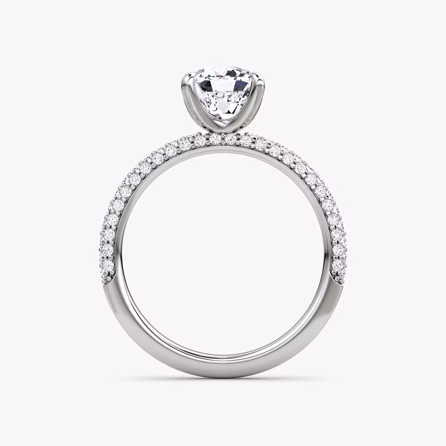 The Pavé Dome | Cushion | Platinum | bandAccent: Pavé | diamondOrientation: vertical | caratWeight: other