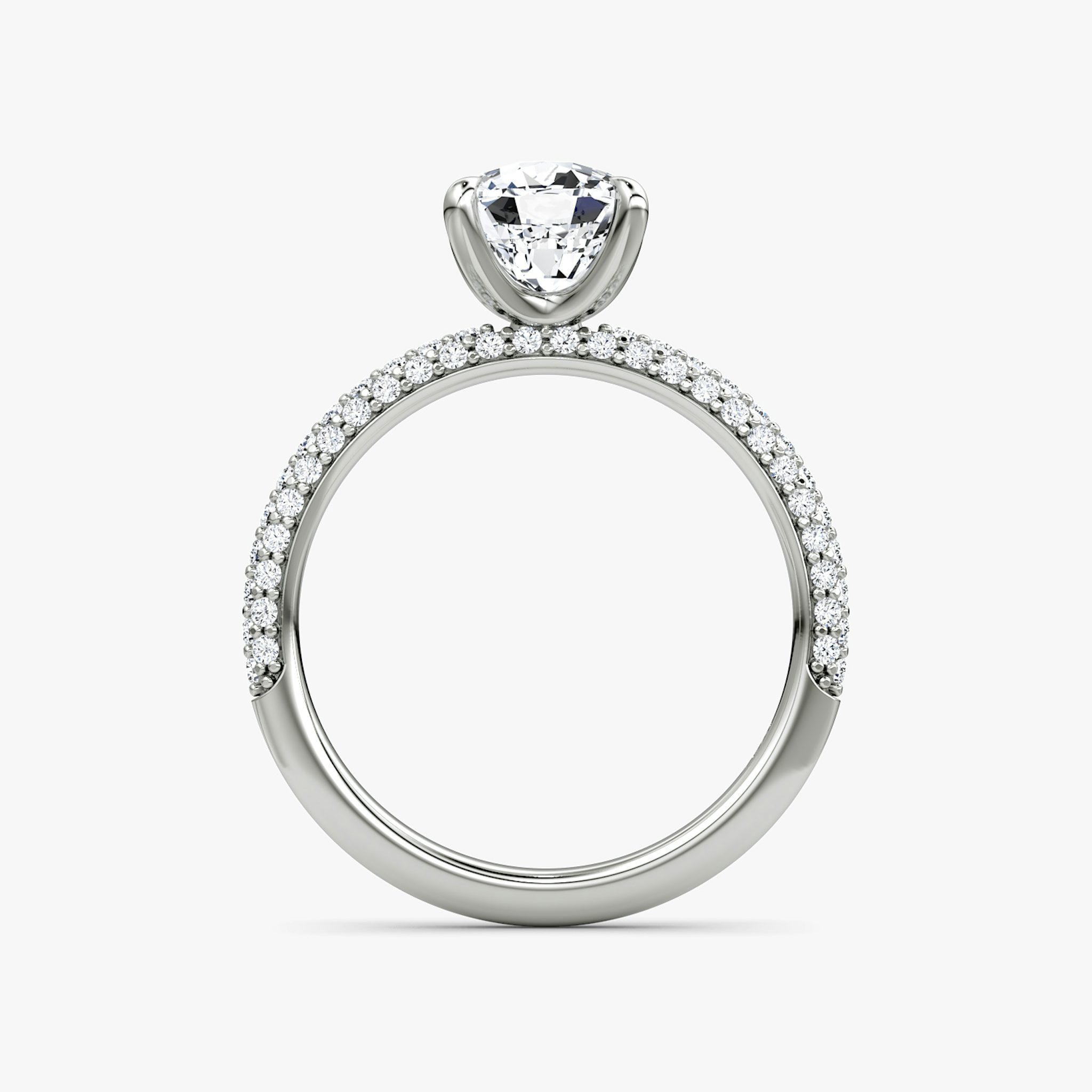 The Pavé Dome | Cushion | 18k | White Gold | bandAccent: Pavé | diamondOrientation: vertical | caratWeight: other