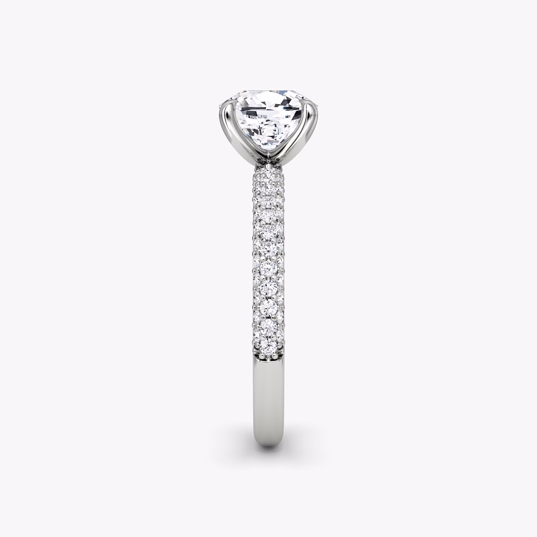 The Pavé Dome | Cushion | 18k | White Gold | bandAccent: Pavé | diamondOrientation: vertical | caratWeight: other