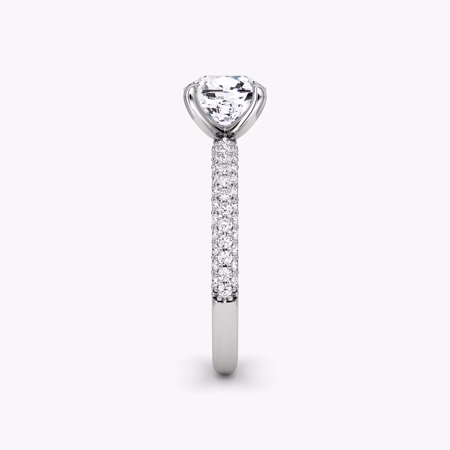 The Pavé Dome | Cushion | Platinum | bandAccent: Pavé | diamondOrientation: vertical | caratWeight: other