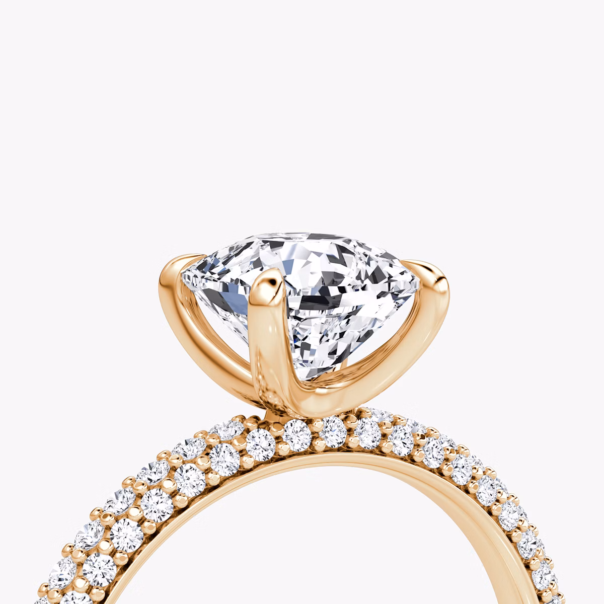 The Pavé Dome | Cushion | 14k | Rose Gold | bandAccent: Pavé | diamondOrientation: vertical | caratWeight: other