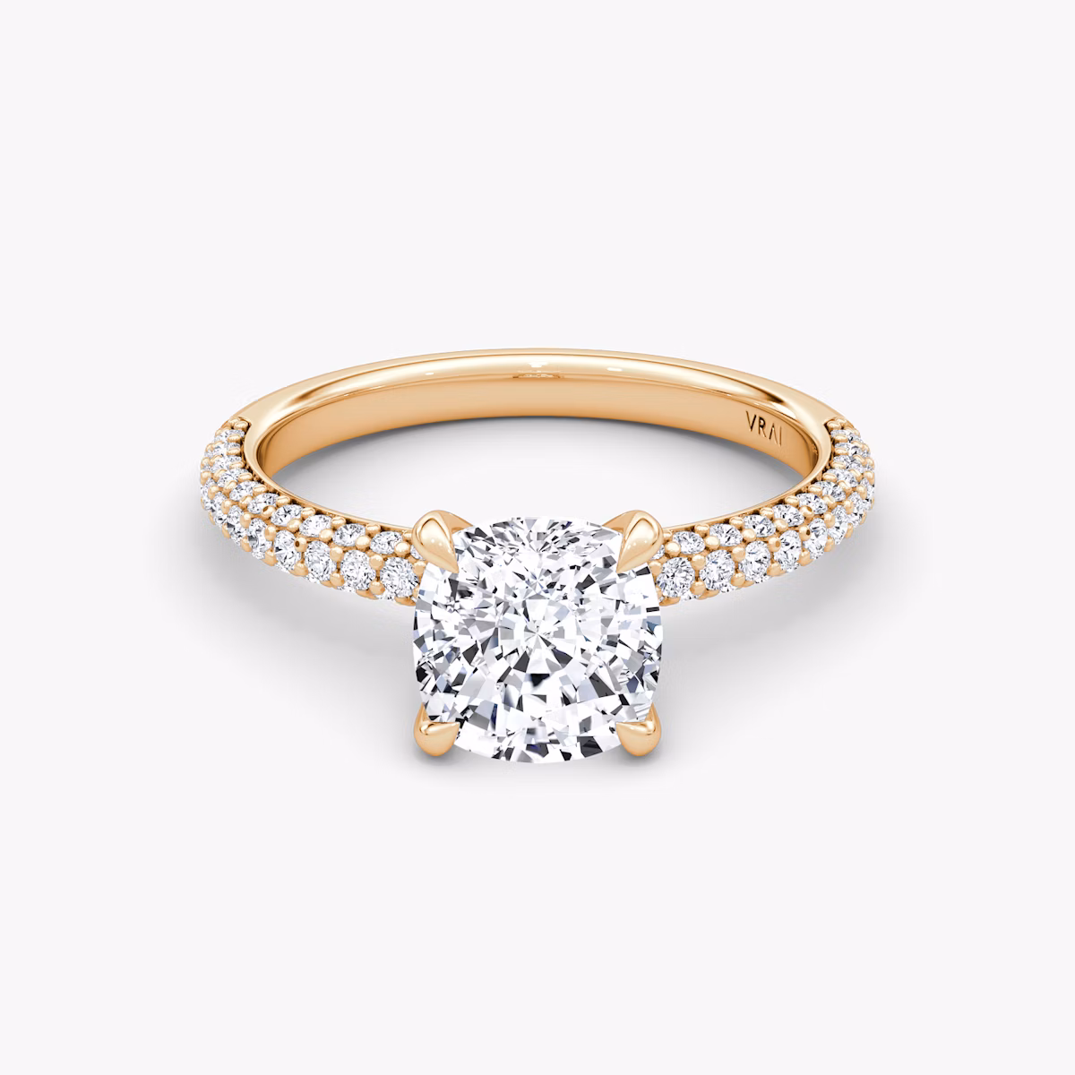 The Pavé Dome | Cushion | 14k | Rose Gold | bandAccent: Pavé | diamondOrientation: vertical | caratWeight: other