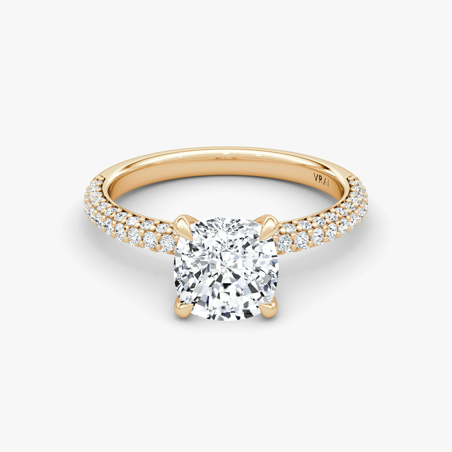 The Pavé Dome | Cushion | 14k | Rose Gold | bandAccent: Pavé | diamondOrientation: vertical | caratWeight: other