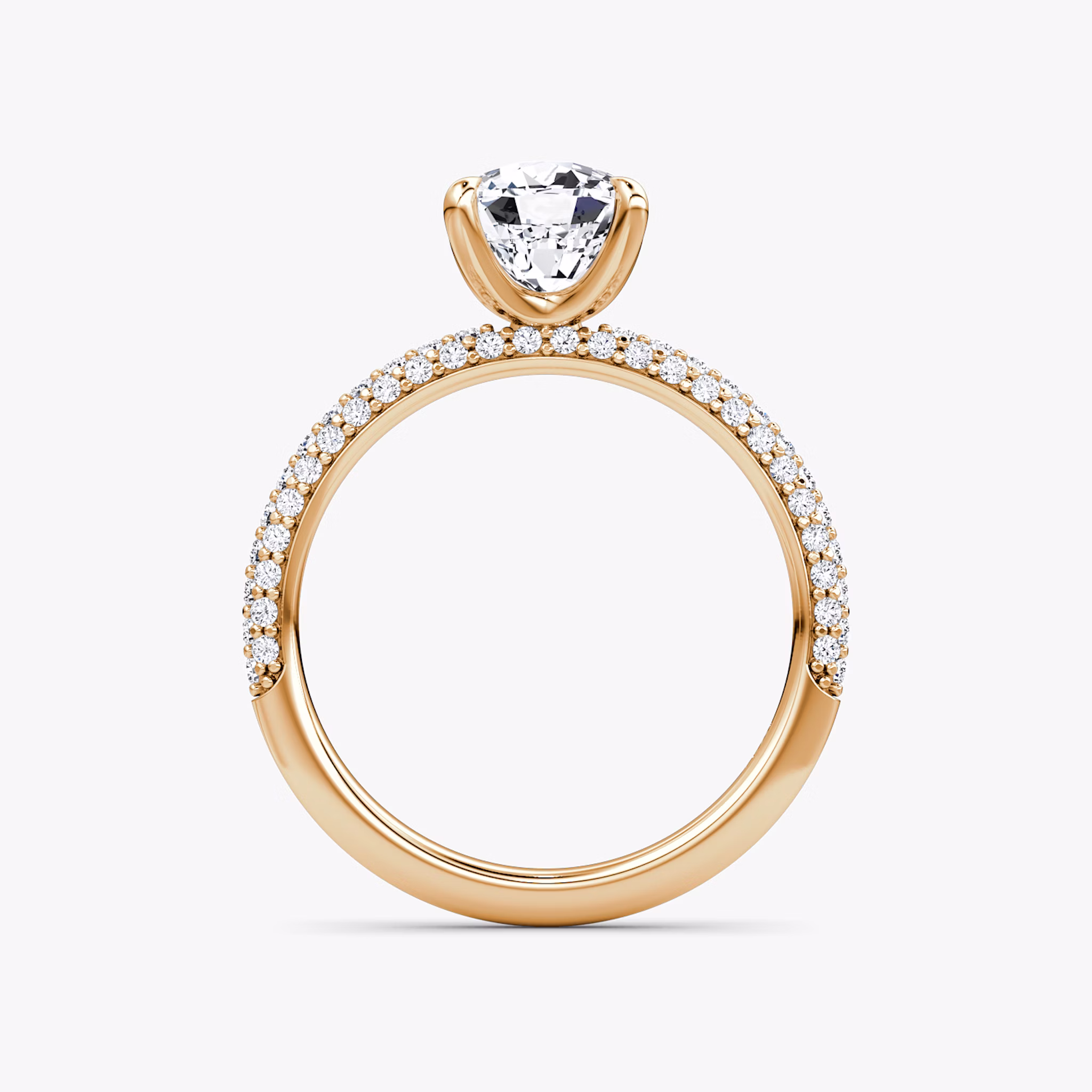 The Pavé Dome | Cushion | 14k | Rose Gold | bandAccent: Pavé | diamondOrientation: vertical | caratWeight: other