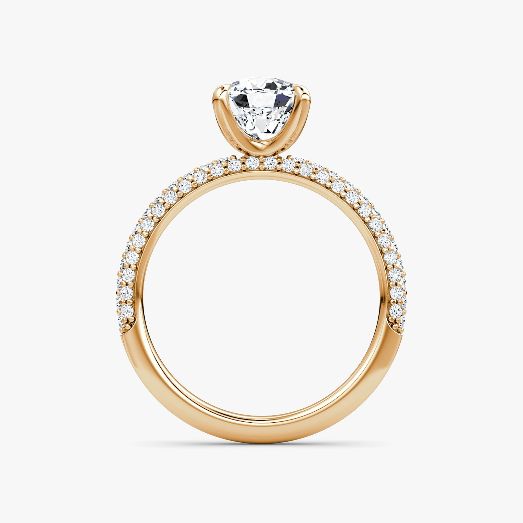 The Pavé Dome | Cushion | 14k | Rose Gold | bandAccent: Pavé | diamondOrientation: vertical | caratWeight: other