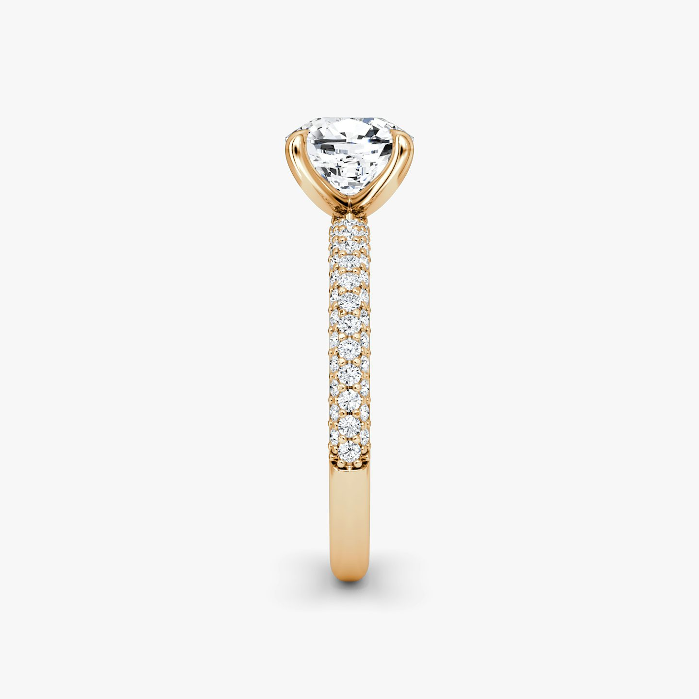 The Pavé Dome | Cushion | 14k | Rose Gold | bandAccent: Pavé | diamondOrientation: vertical | caratWeight: other