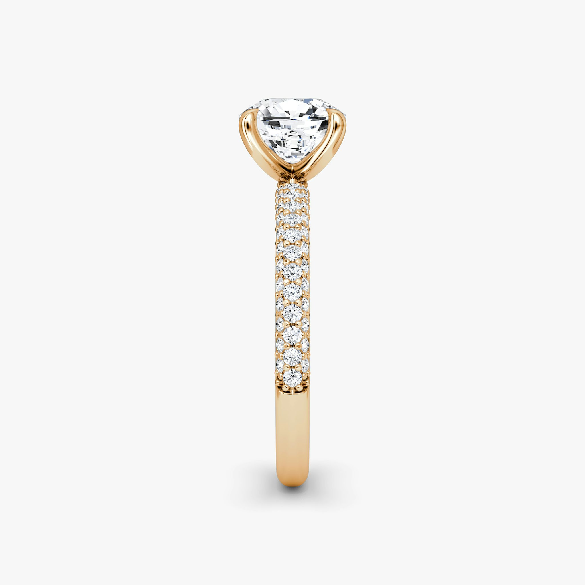The Pavé Dome | Cushion | 14k | Rose Gold | bandAccent: Pavé | diamondOrientation: vertical | caratWeight: other