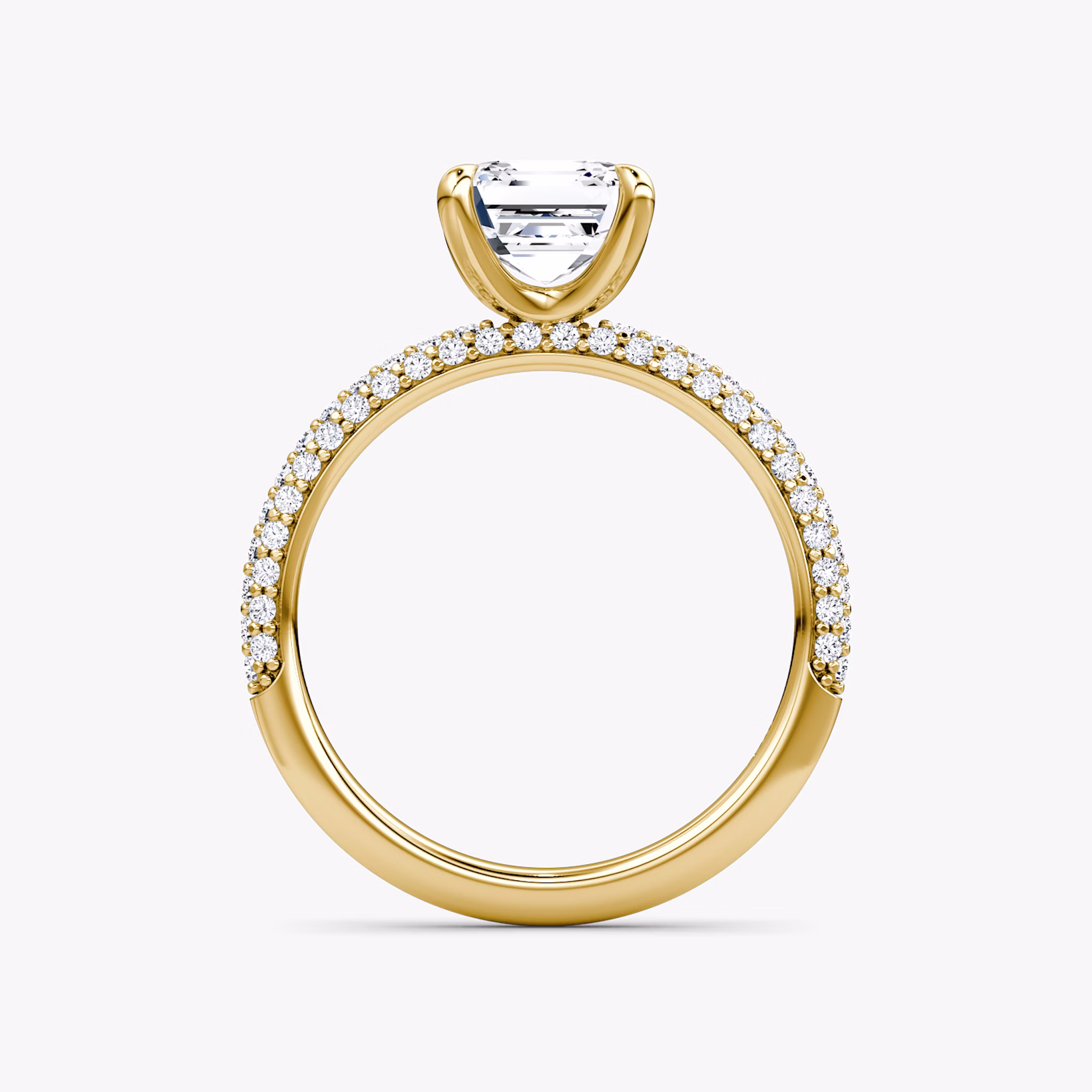 The Pavé Dome | Asscher | 18k | Yellow Gold | bandAccent: Pavé | diamondOrientation: vertical | caratWeight: other