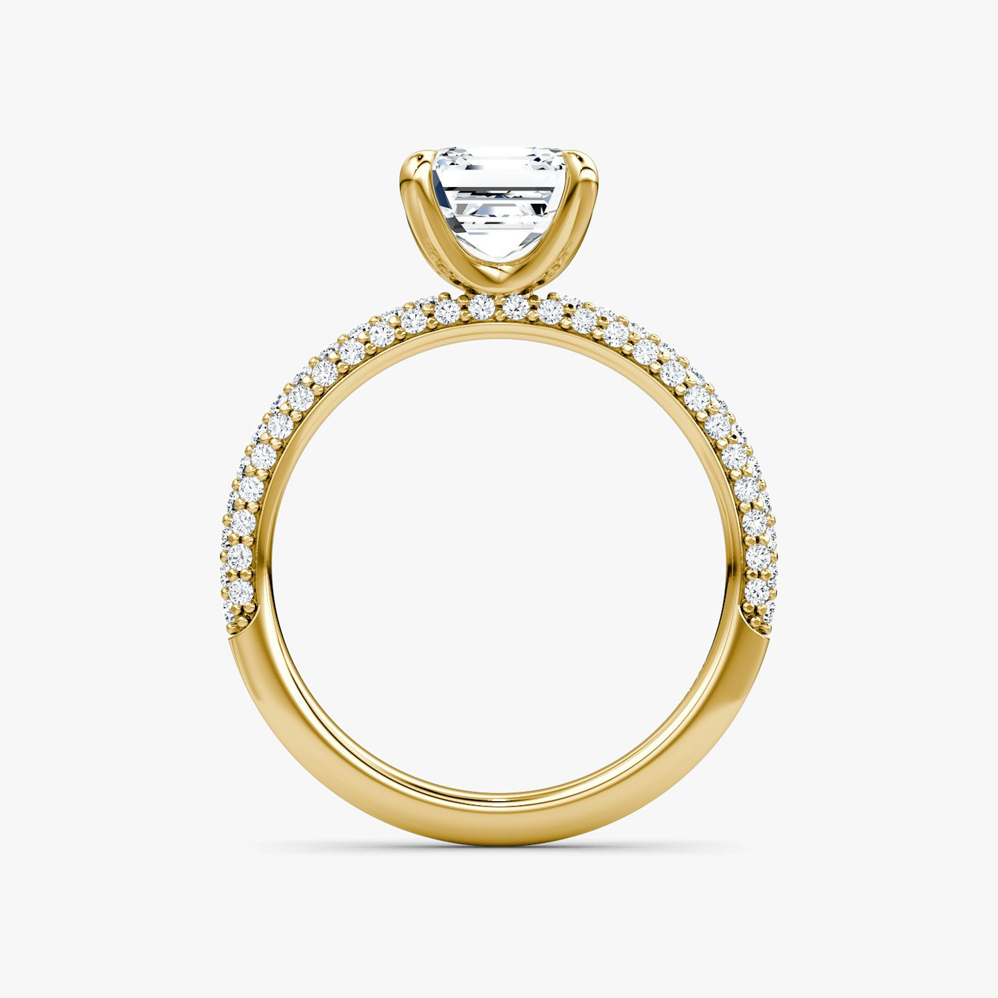 The Pavé Dome | Asscher | 18k | Yellow Gold | bandAccent: Pavé | diamondOrientation: vertical | caratWeight: other