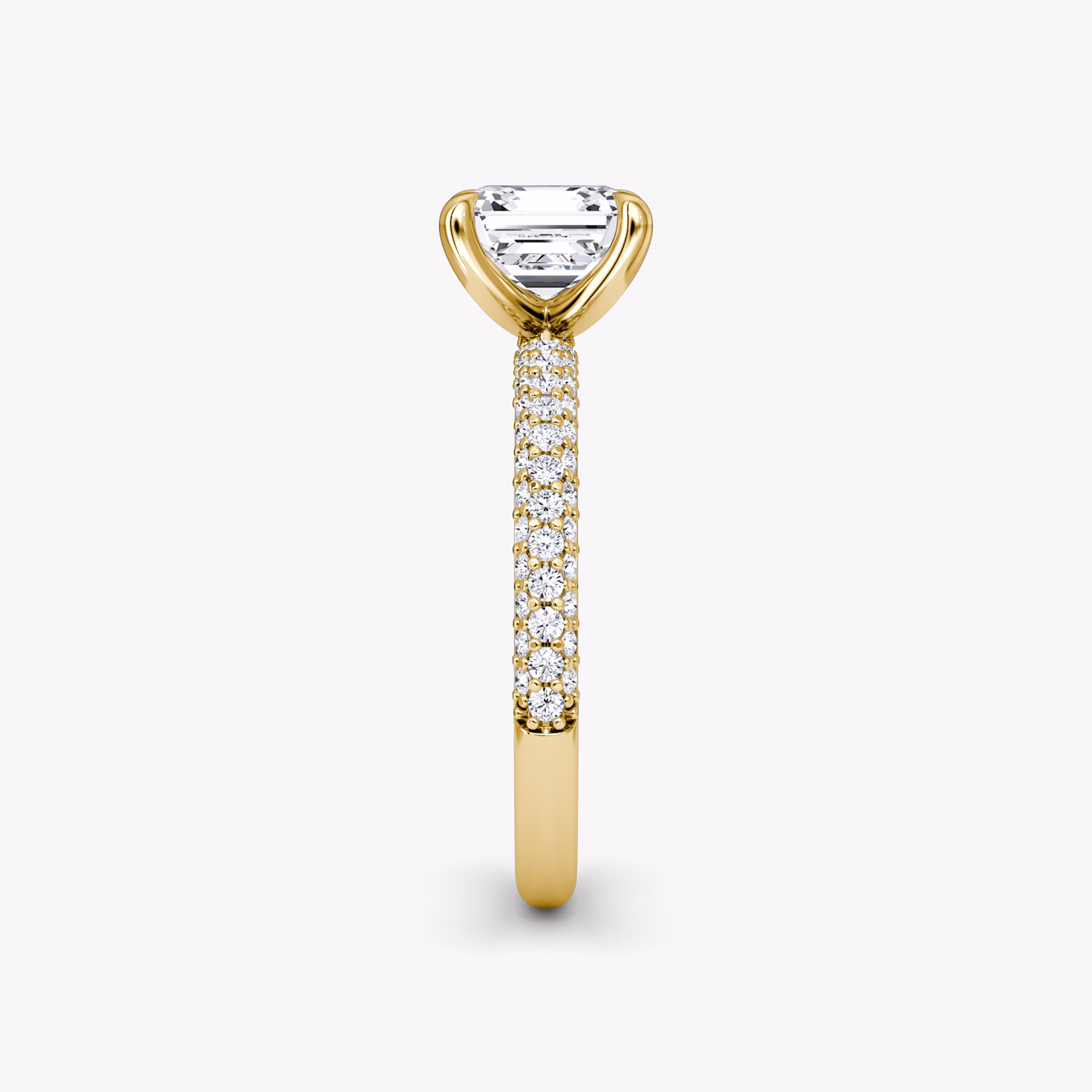 The Pavé Dome | Asscher | 18k | Yellow Gold | bandAccent: Pavé | diamondOrientation: vertical | caratWeight: other