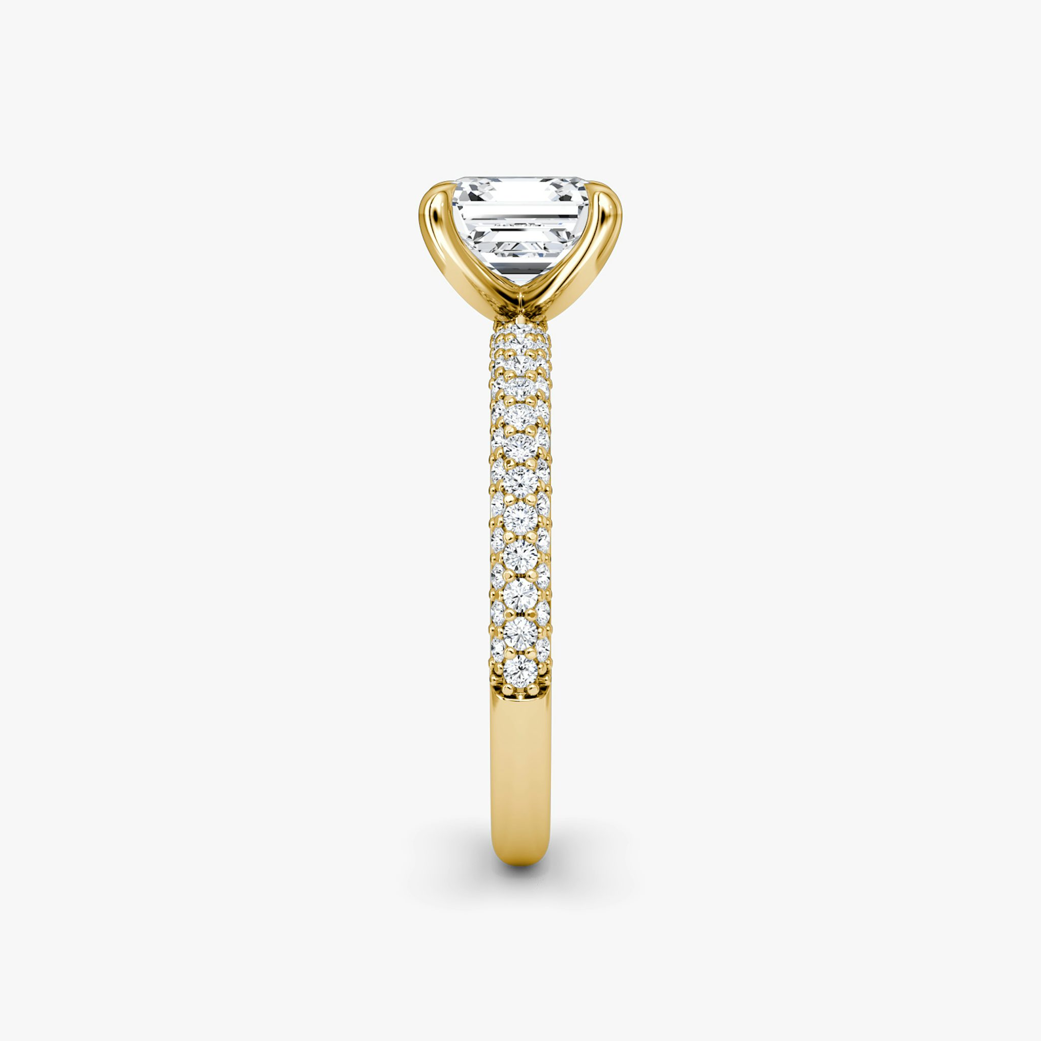 The Pavé Dome | Asscher | 18k | Yellow Gold | bandAccent: Pavé | diamondOrientation: vertical | caratWeight: other