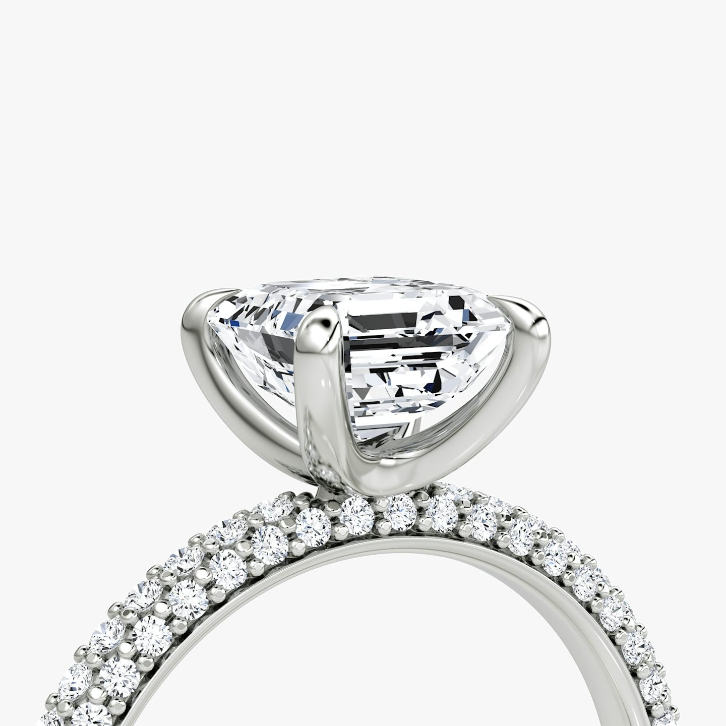 Pavé Dome | Asscher | 18k | Weißgold | bandAccent: Mit Pavé-Besatz | diamondOrientation: vertical | caratWeight: other