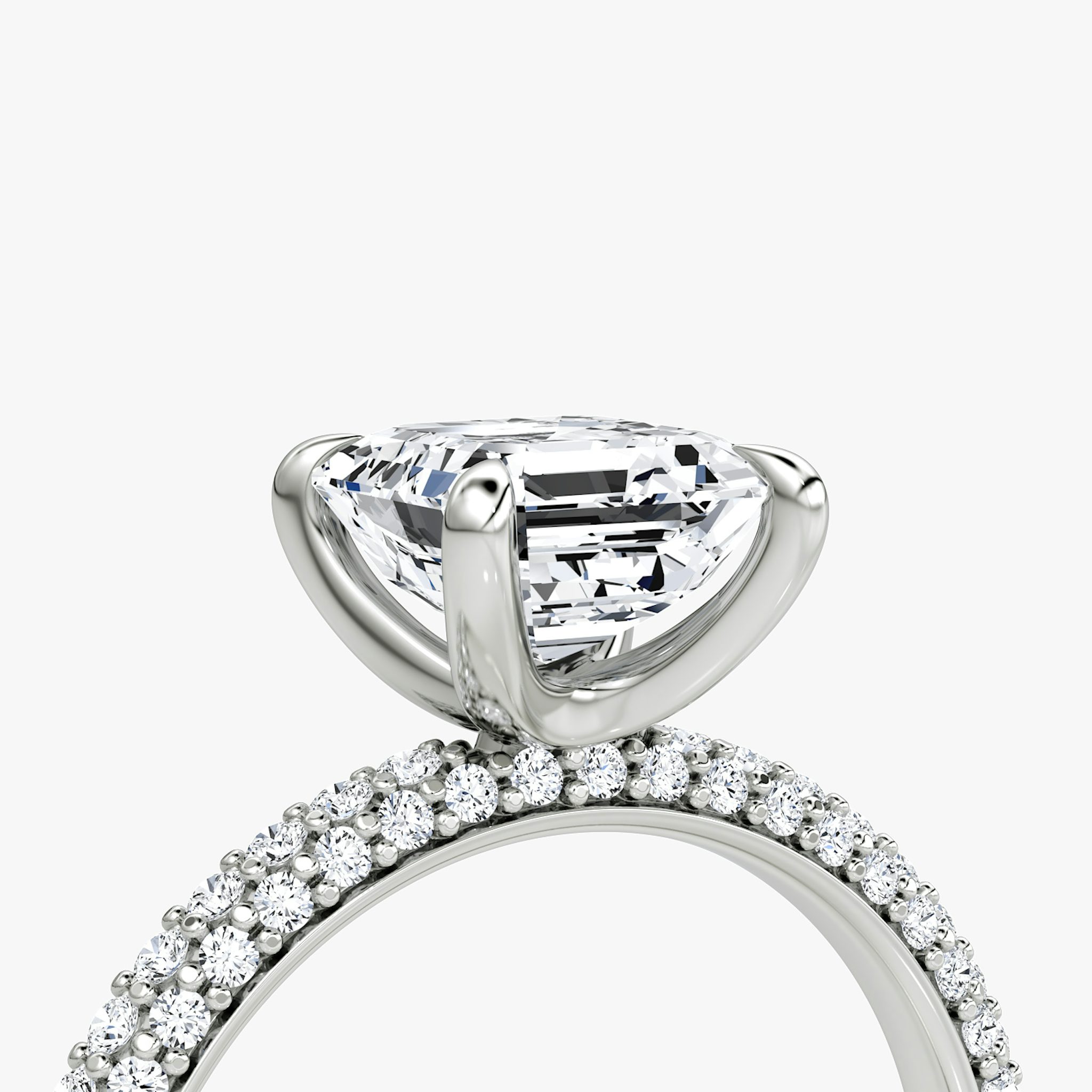 The Pavé Dome | Asscher | 18k | White Gold | bandAccent: Pavé | diamondOrientation: vertical | caratWeight: other