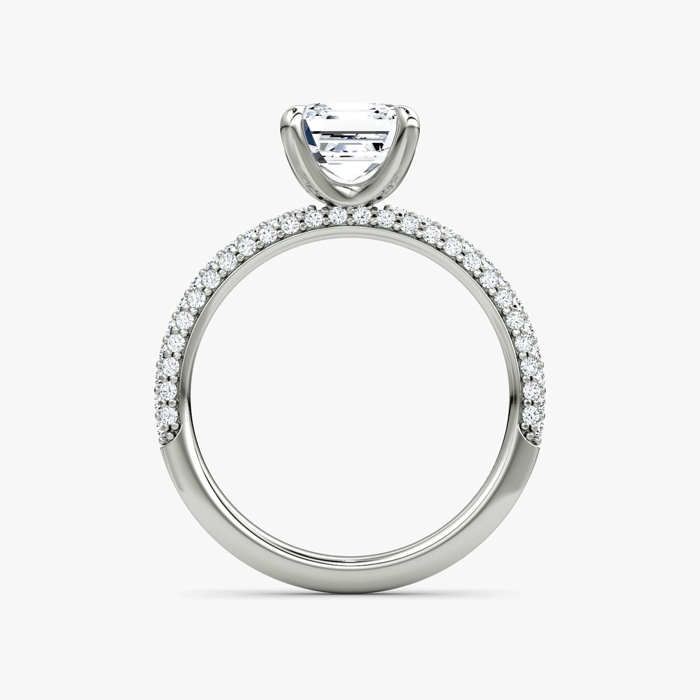 Pavé Dome | Asscher | 18k | Weißgold | bandAccent: Mit Pavé-Besatz | diamondOrientation: vertical | caratWeight: other