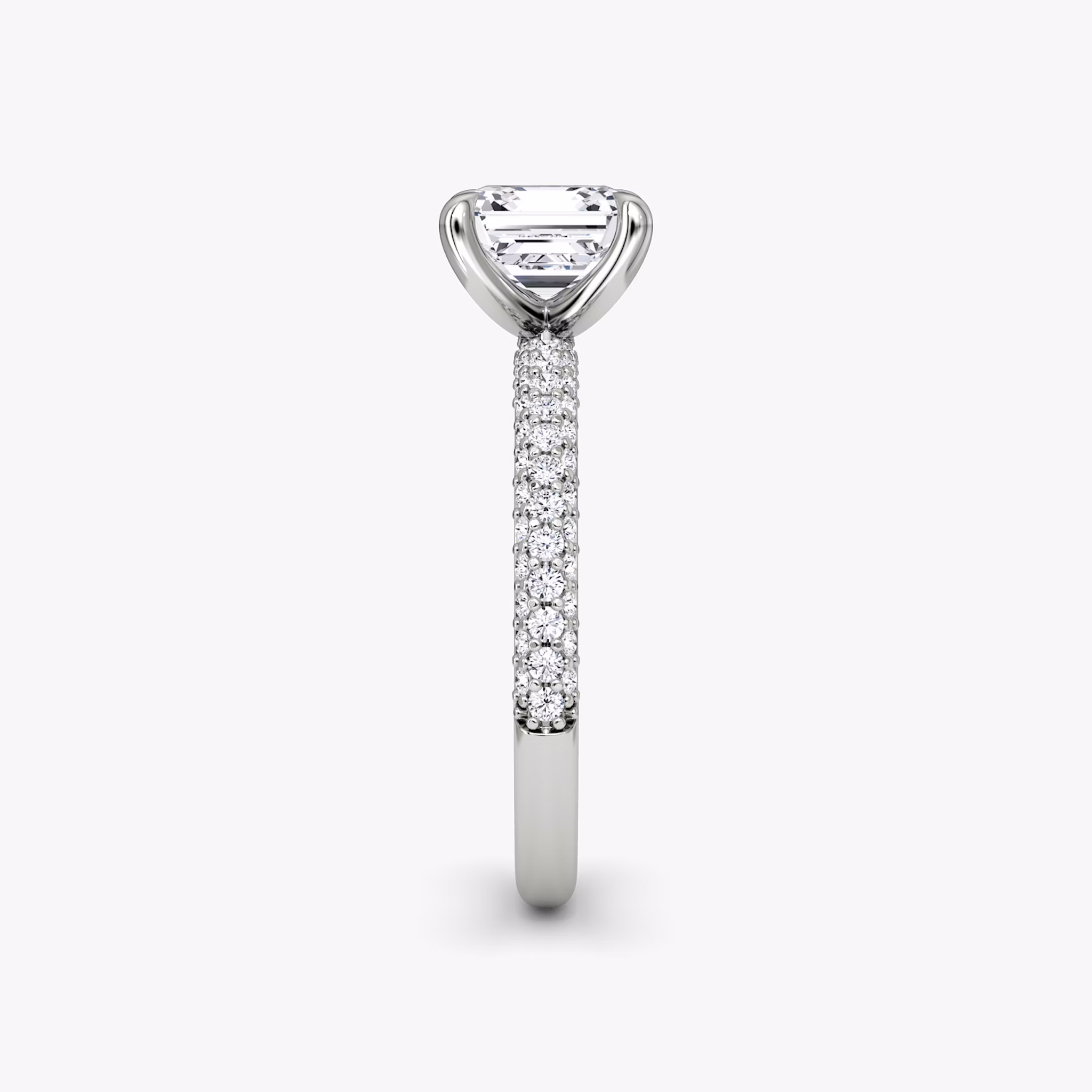 The Pavé Dome | Asscher | 18k | White Gold | bandAccent: Pavé | diamondOrientation: vertical | caratWeight: other