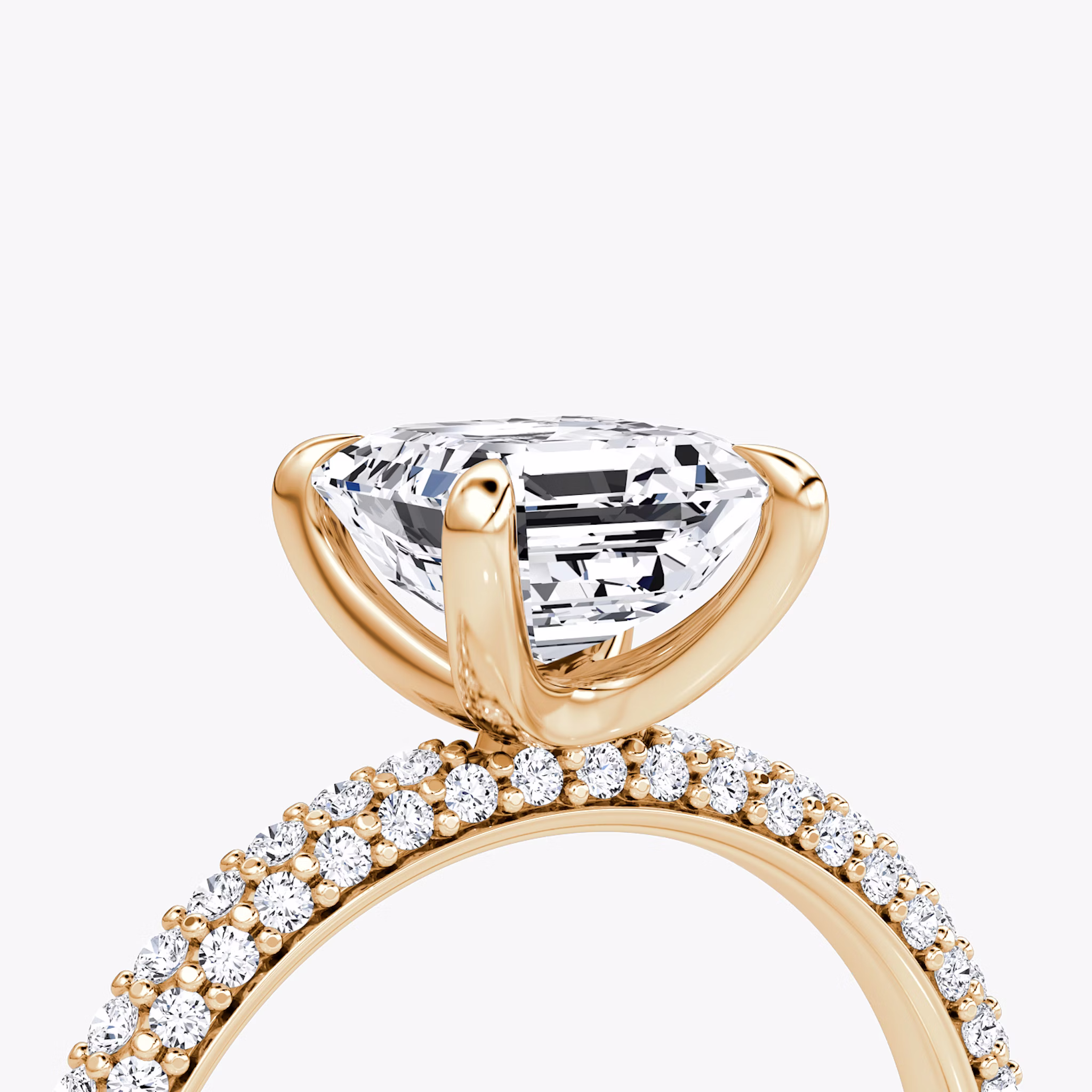 The Pavé Dome | Asscher | 14k | Rose Gold | bandAccent: Pavé | diamondOrientation: vertical | caratWeight: other