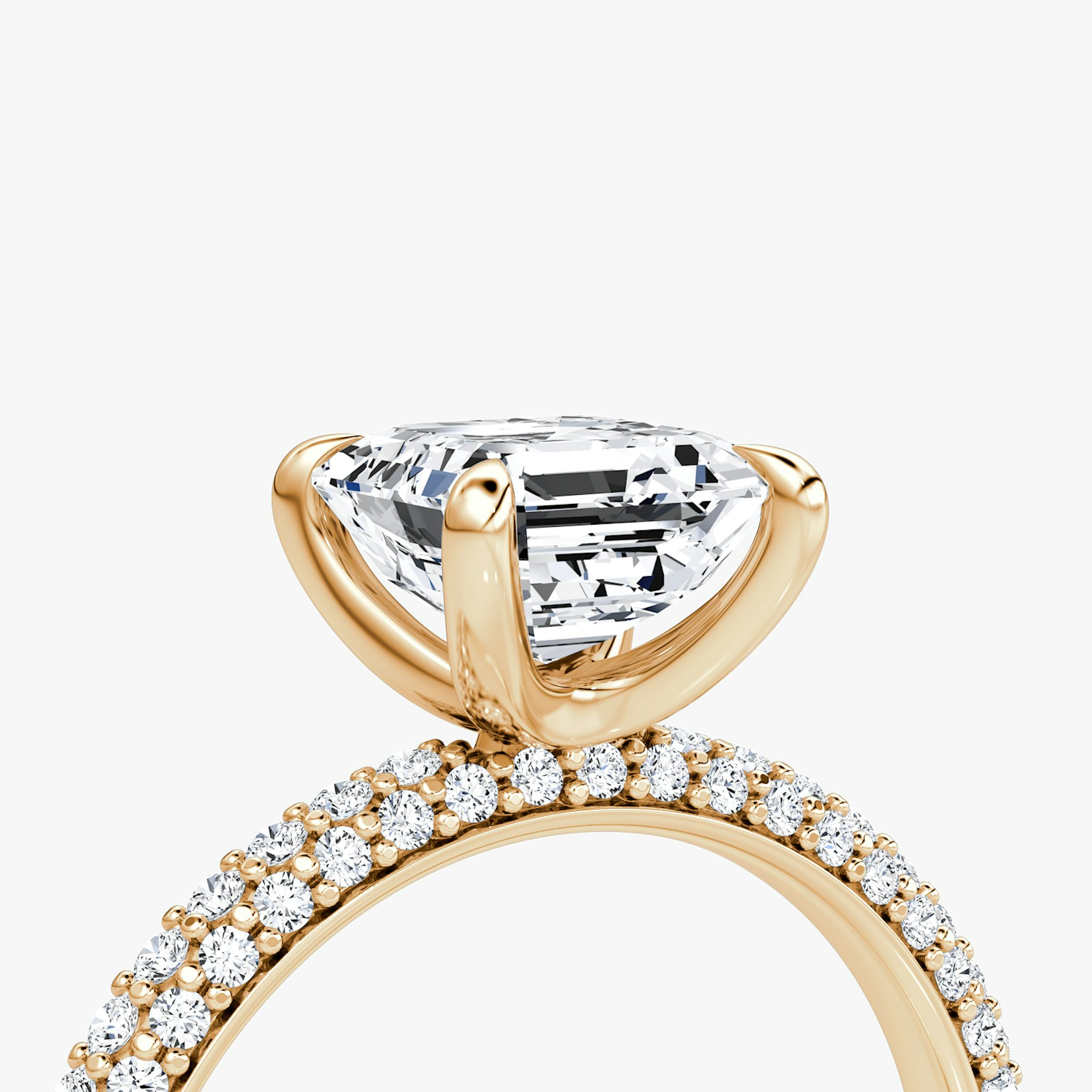 The Pavé Dome | Asscher | 14k | Rose Gold | bandAccent: Pavé | diamondOrientation: vertical | caratWeight: other