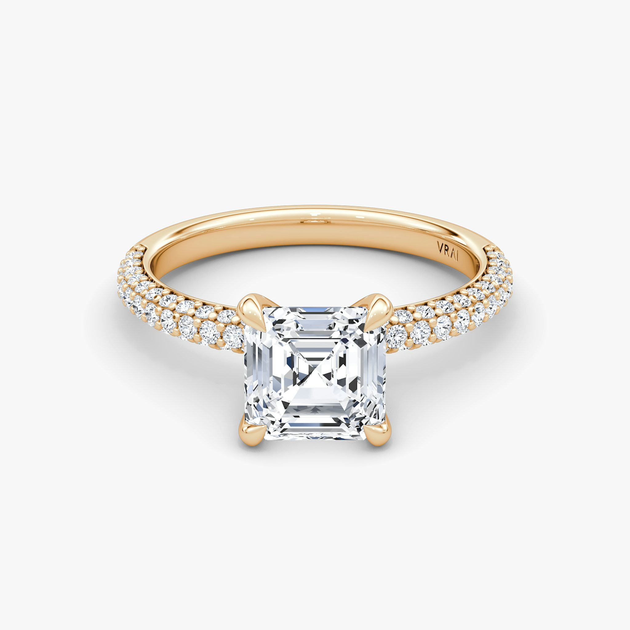 The Pavé Dome | Asscher | 14k | Rose Gold | bandAccent: Pavé | diamondOrientation: vertical | caratWeight: other
