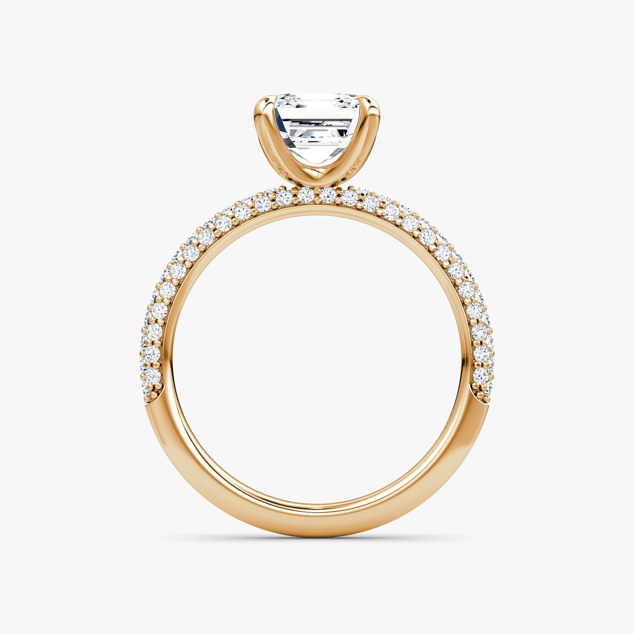 The Pavé Dome | Asscher | 14k | Rose Gold | bandAccent: Pavé | diamondOrientation: vertical | caratWeight: other