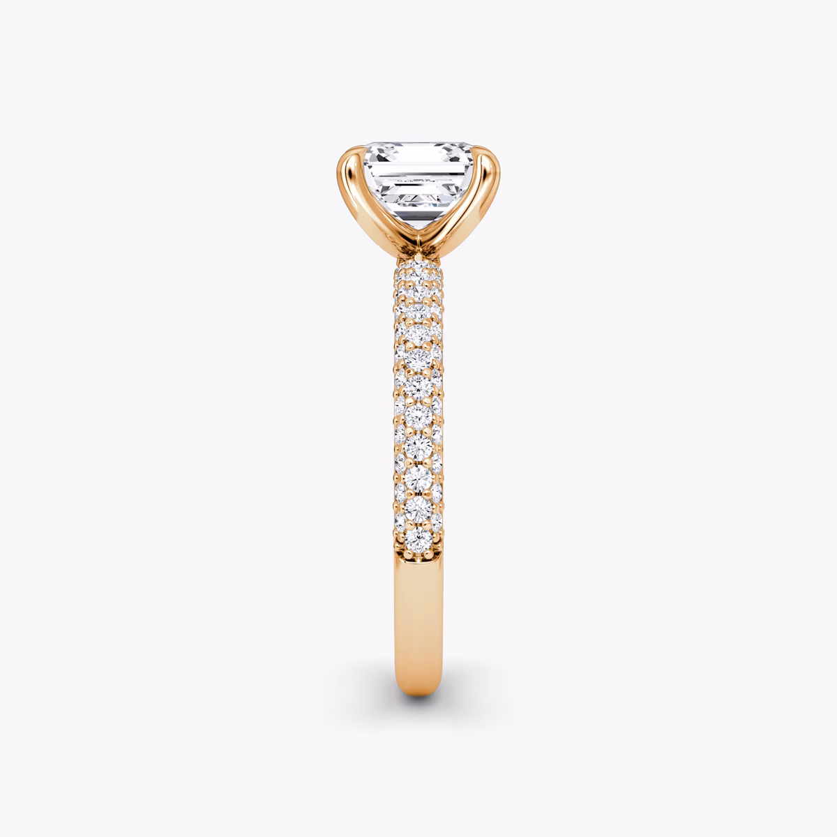 The Pavé Dome | Asscher | 14k | Rose Gold | bandAccent: Pavé | diamondOrientation: vertical | caratWeight: other