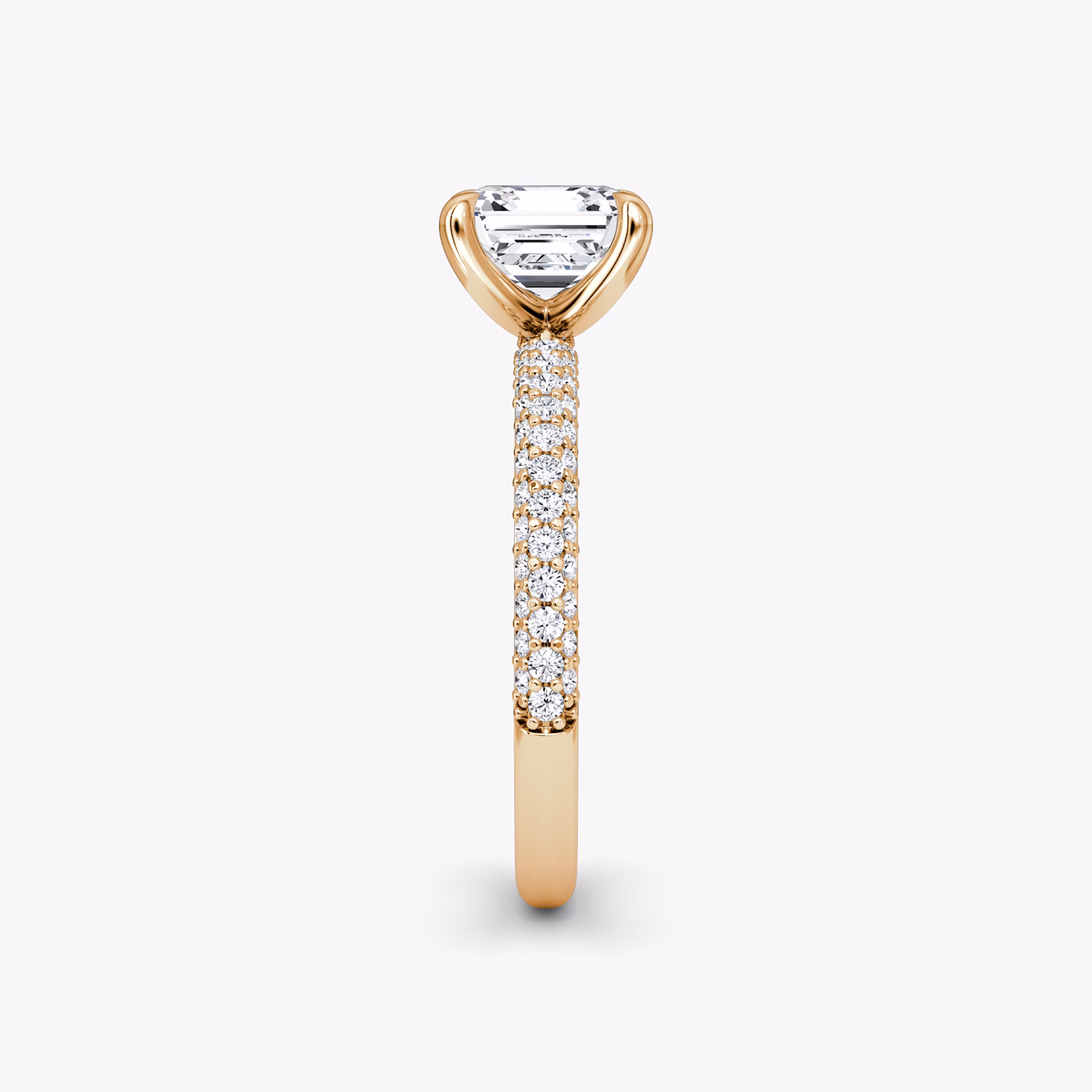 The Pavé Dome | Asscher | 14k | Rose Gold | bandAccent: Pavé | diamondOrientation: vertical | caratWeight: other