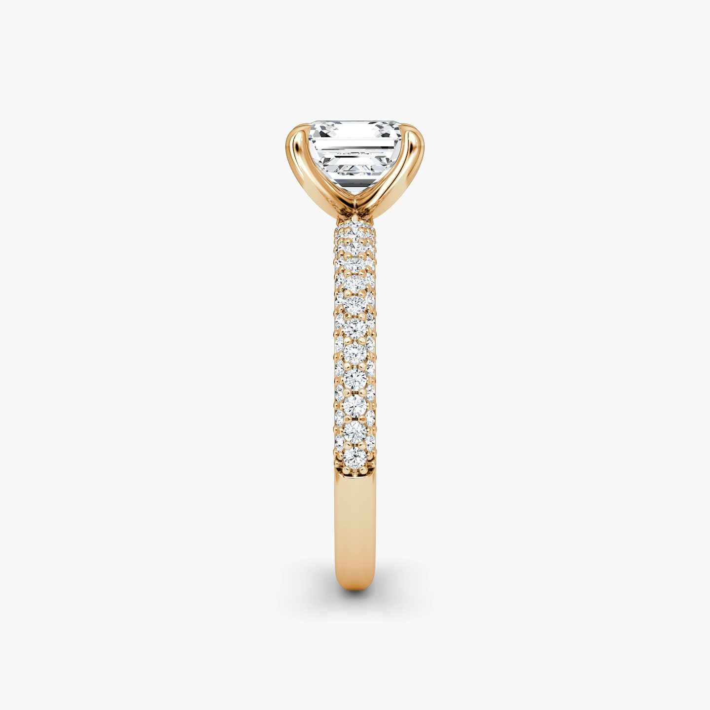 The Pavé Dome | Asscher | 14k | Rose Gold | bandAccent: Pavé | diamondOrientation: vertical | caratWeight: other