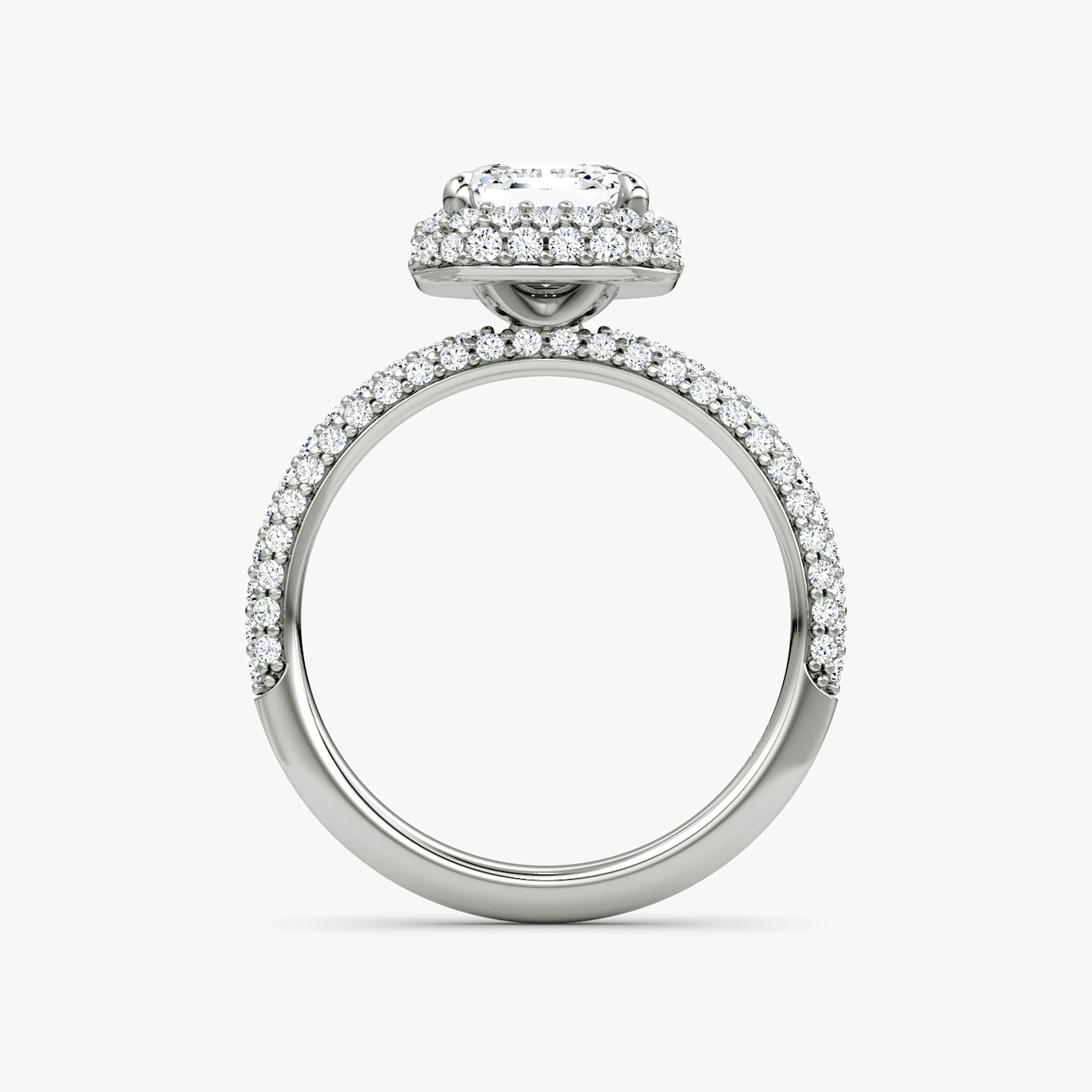 The Halo Dome | Asscher | 18k | White Gold | bandAccent: Pavé | diamondOrientation: vertical | caratWeight: other