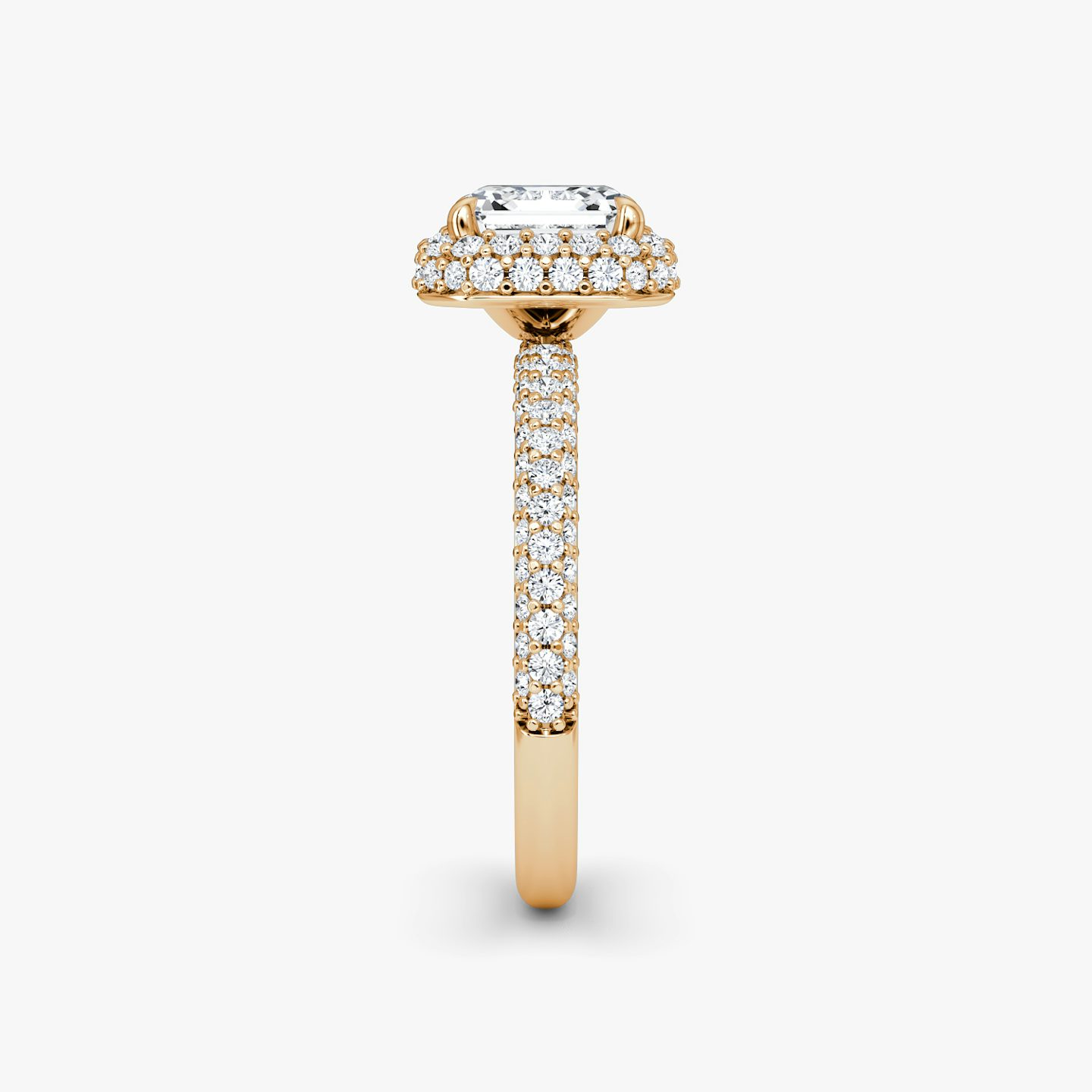 The Halo Dome | Asscher | 14k | Rose Gold | bandAccent: Pavé | diamondOrientation: vertical | caratWeight: other