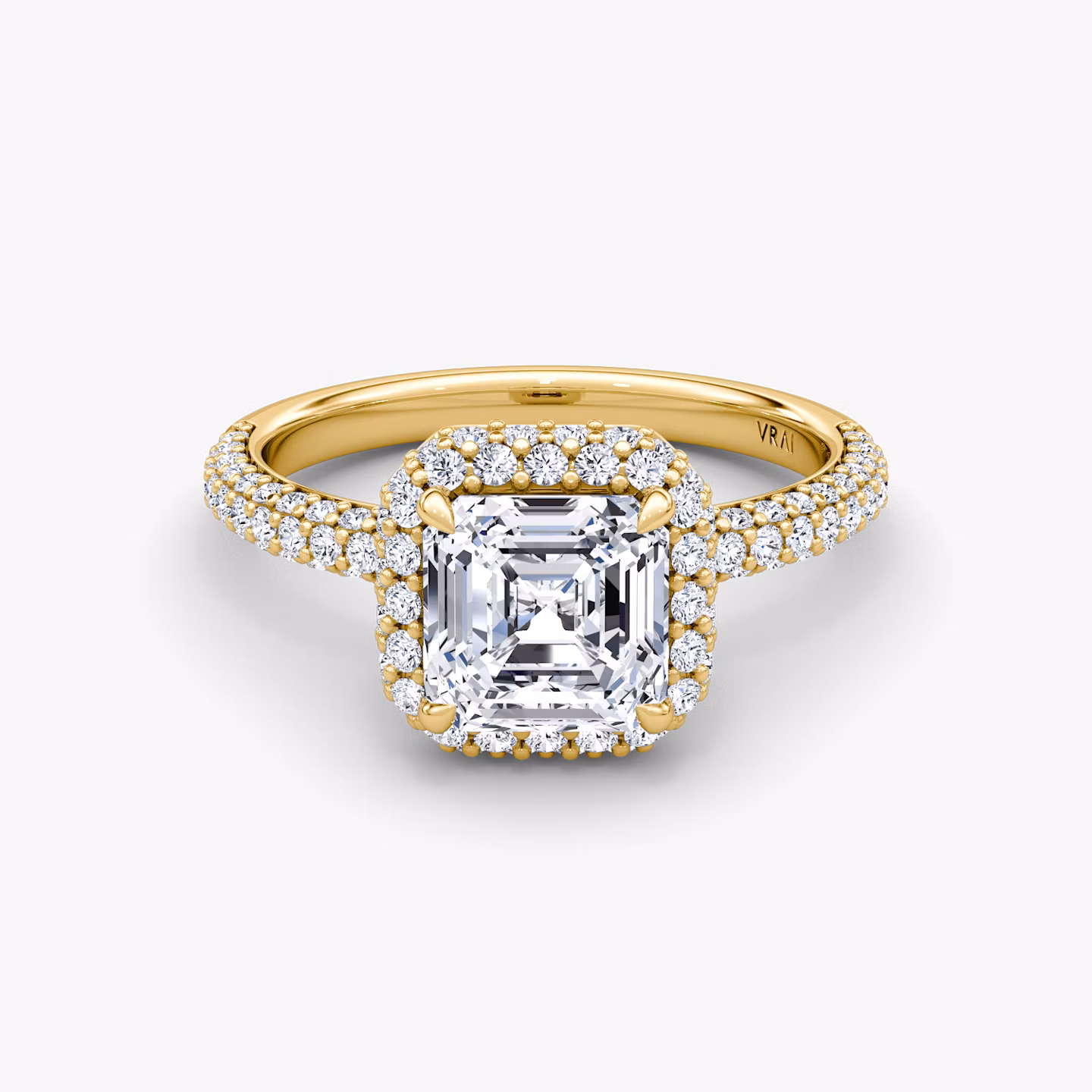 The Halo Dome Asscher | Yellow Gold