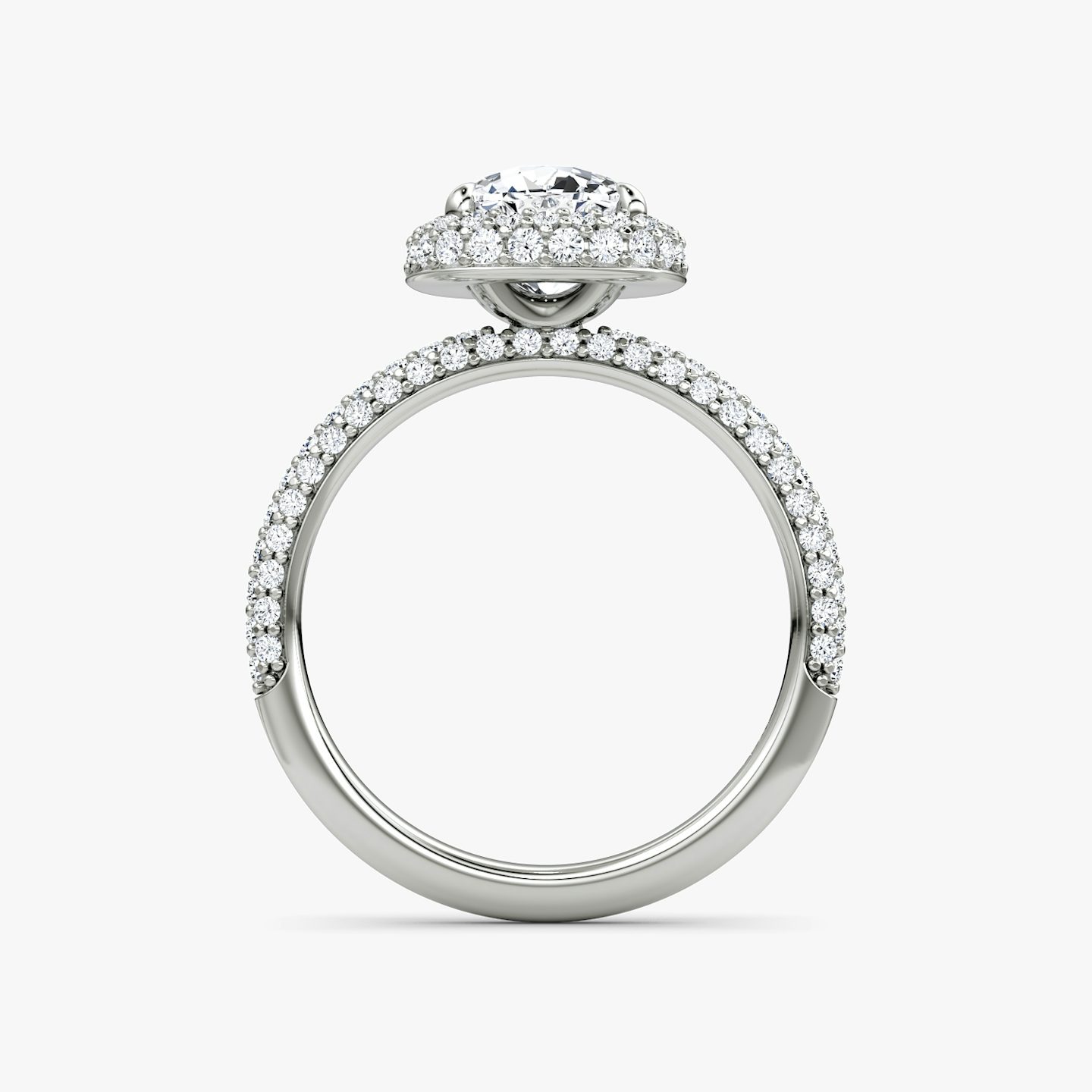 The Halo Dome | Cushion | 18k | White Gold | bandAccent: Pavé | diamondOrientation: vertical | caratWeight: other