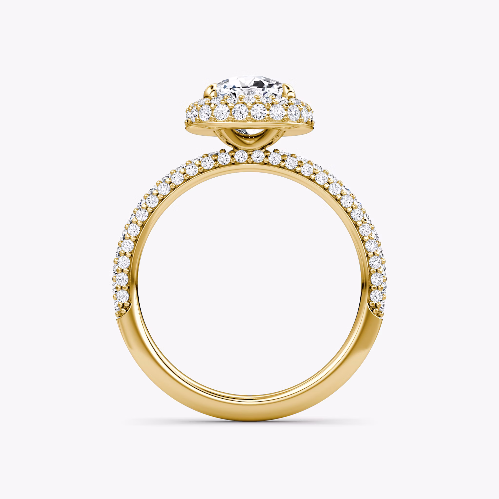 The Halo Dome | Cushion | 18k | Yellow Gold | bandAccent: Pavé | diamondOrientation: vertical | caratWeight: other