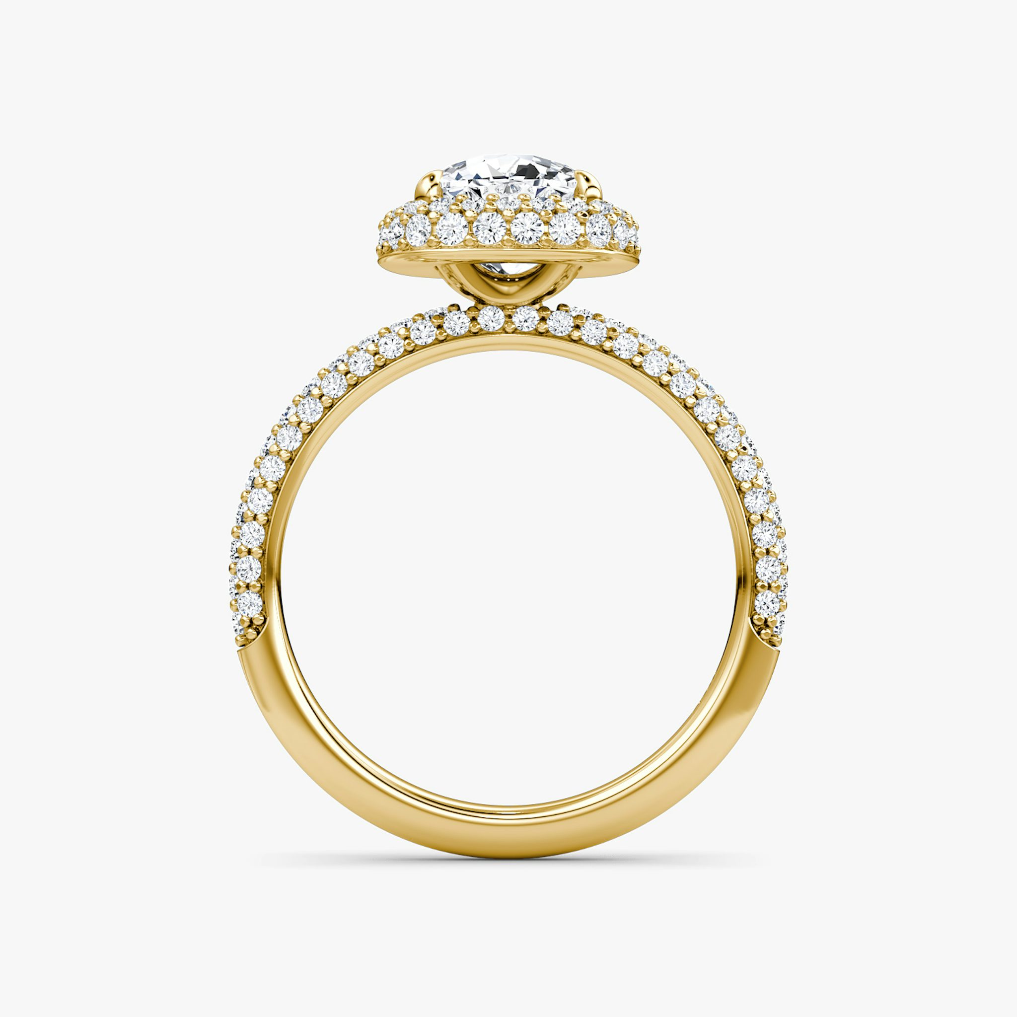 The Halo Dome | Cushion | 18k | Yellow Gold | bandAccent: Pavé | diamondOrientation: vertical | caratWeight: other