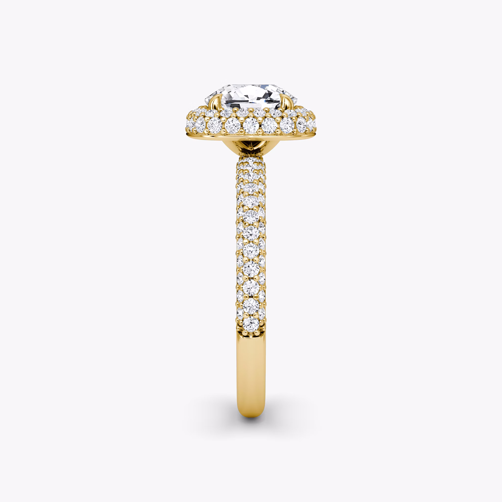 The Halo Dome | Cushion | 18k | Yellow Gold | bandAccent: Pavé | diamondOrientation: vertical | caratWeight: other