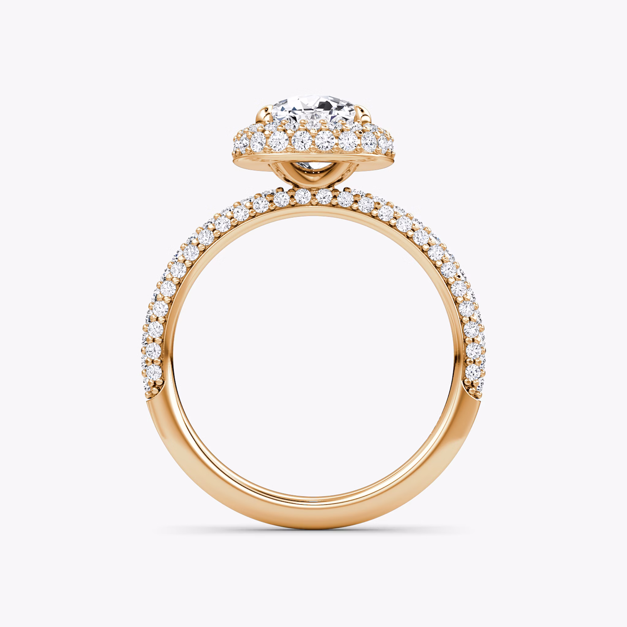 The Halo Dome | Cushion | 14k | Rose Gold | bandAccent: Pavé | diamondOrientation: vertical | caratWeight: other