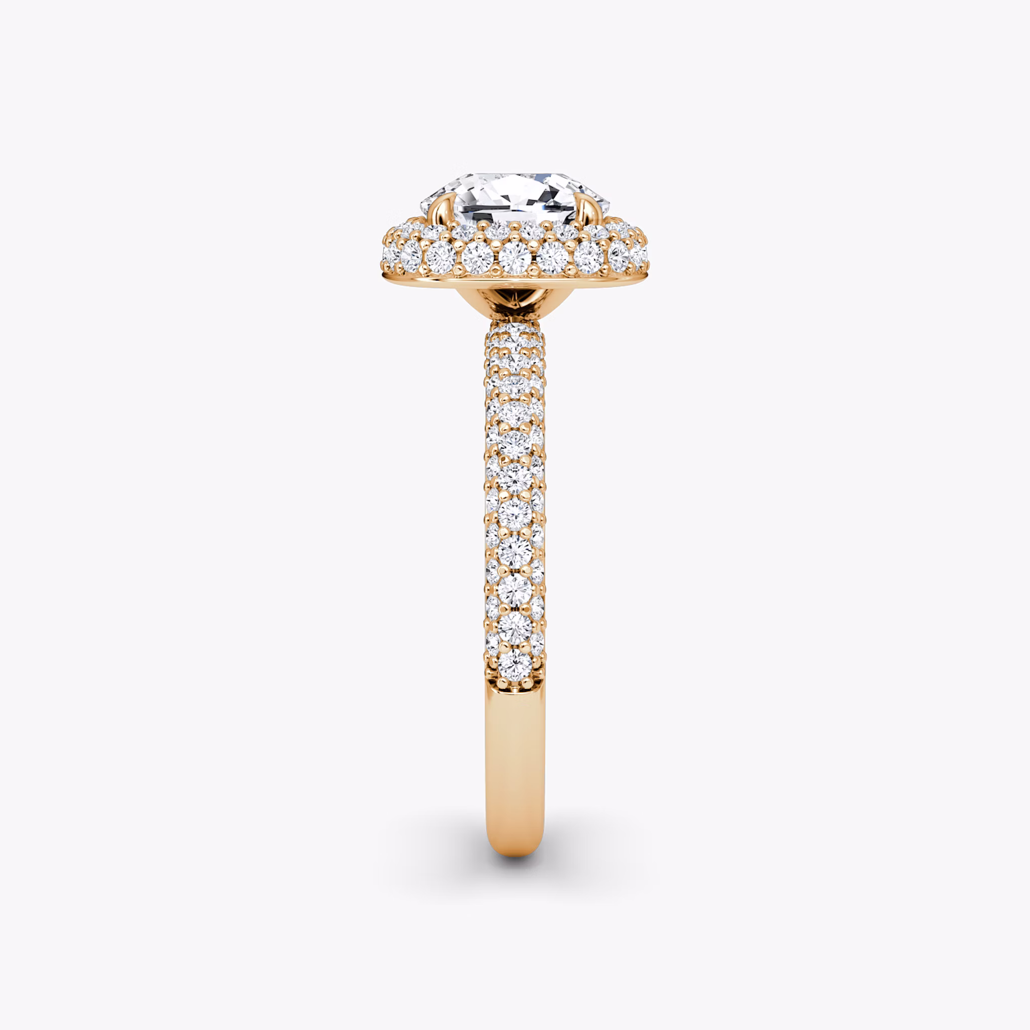 The Halo Dome | Cushion | 14k | Rose Gold | bandAccent: Pavé | diamondOrientation: vertical | caratWeight: other