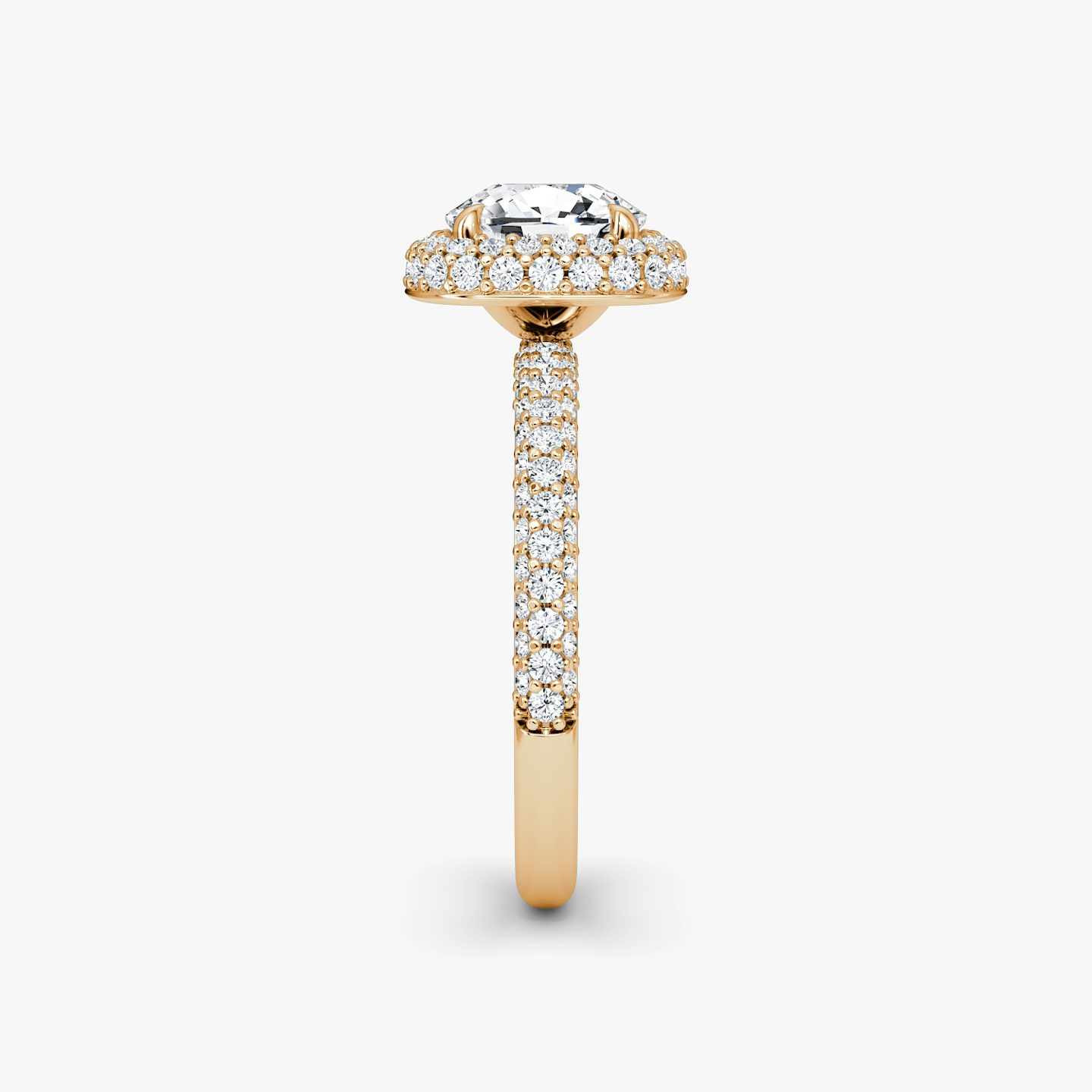 The Halo Dome | Cushion | 14k | Rose Gold | bandAccent: Pavé | diamondOrientation: vertical | caratWeight: other