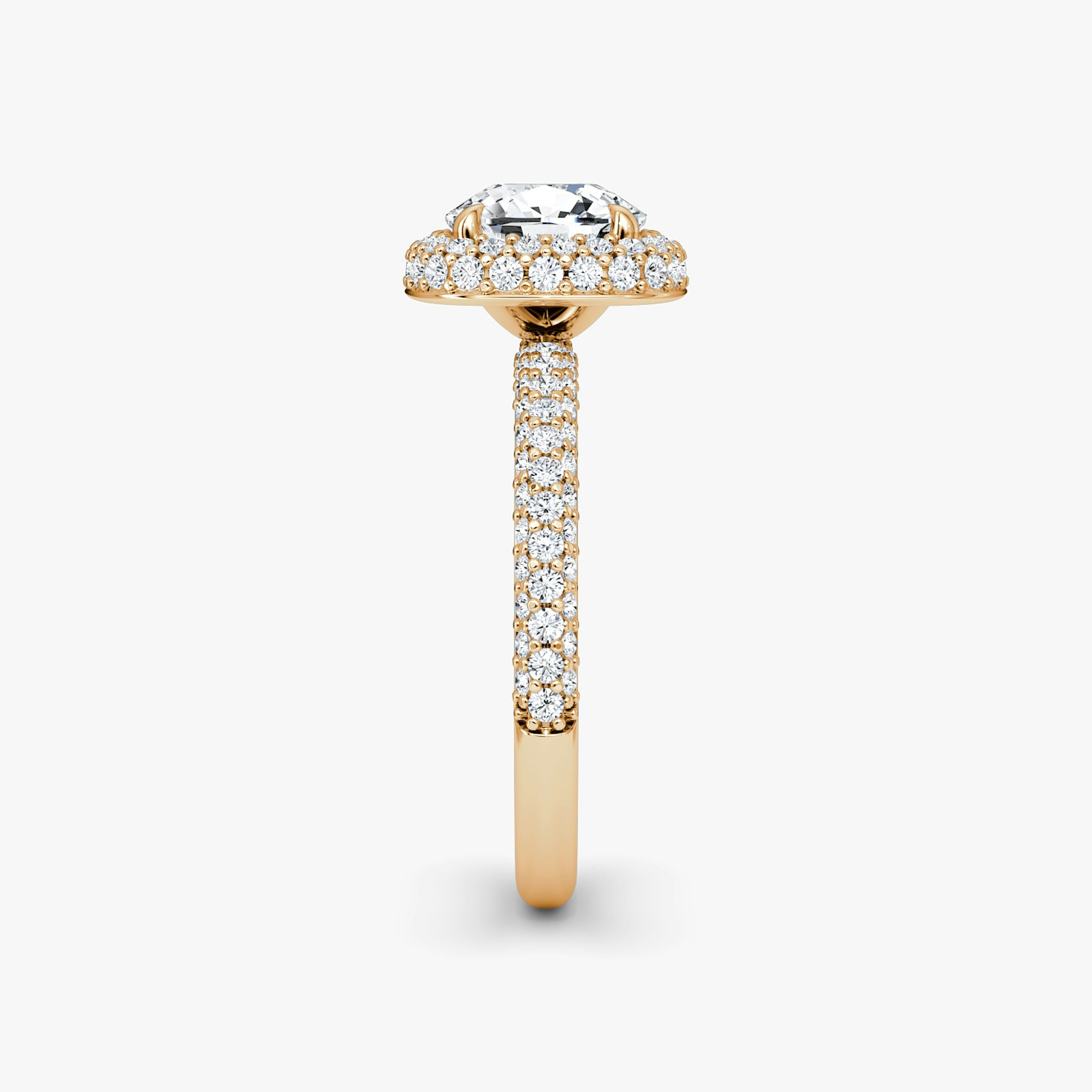 The Halo Dome | Cushion | 14k | Rose Gold | bandAccent: Pavé | diamondOrientation: vertical | caratWeight: other