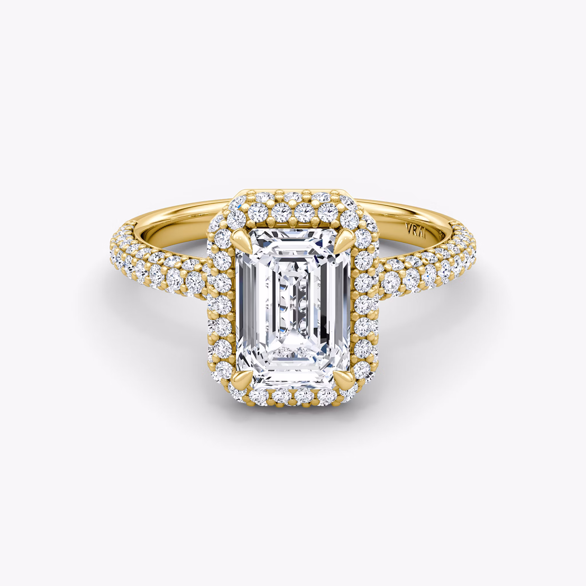 The Halo Dome Emerald | Yellow Gold