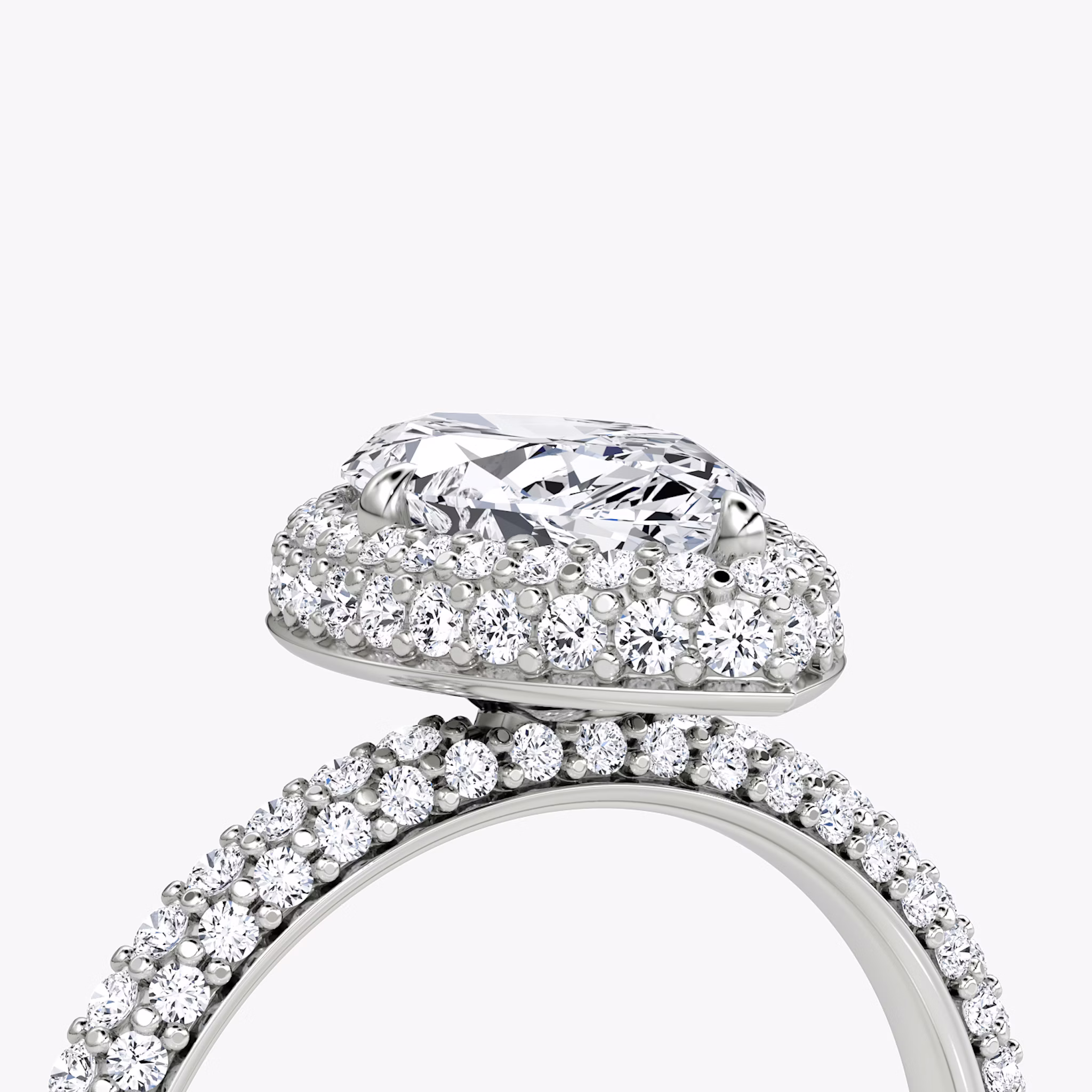 The Halo Dome | Marquise | 18k | White Gold | bandAccent: Pavé | diamondOrientation: vertical | caratWeight: other