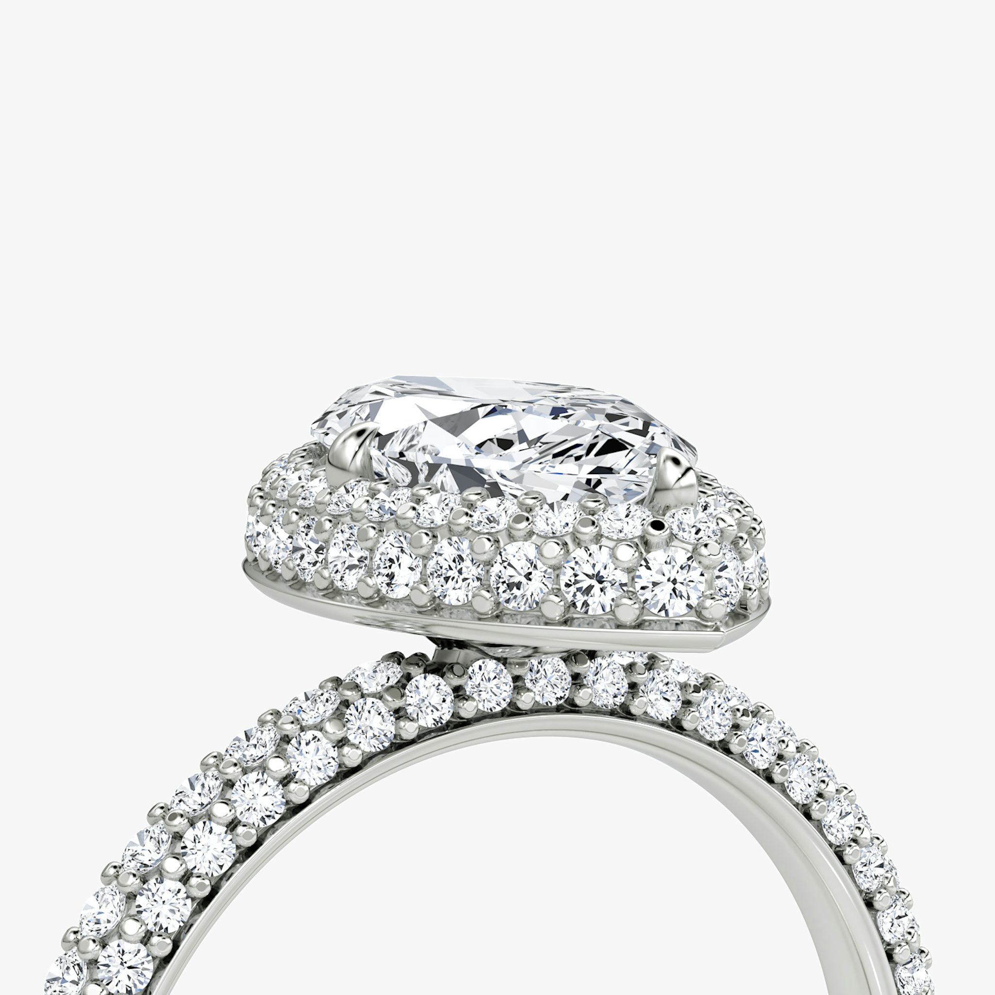 The Halo Dome | Marquise | 18k | White Gold | bandAccent: Pavé | diamondOrientation: vertical | caratWeight: other