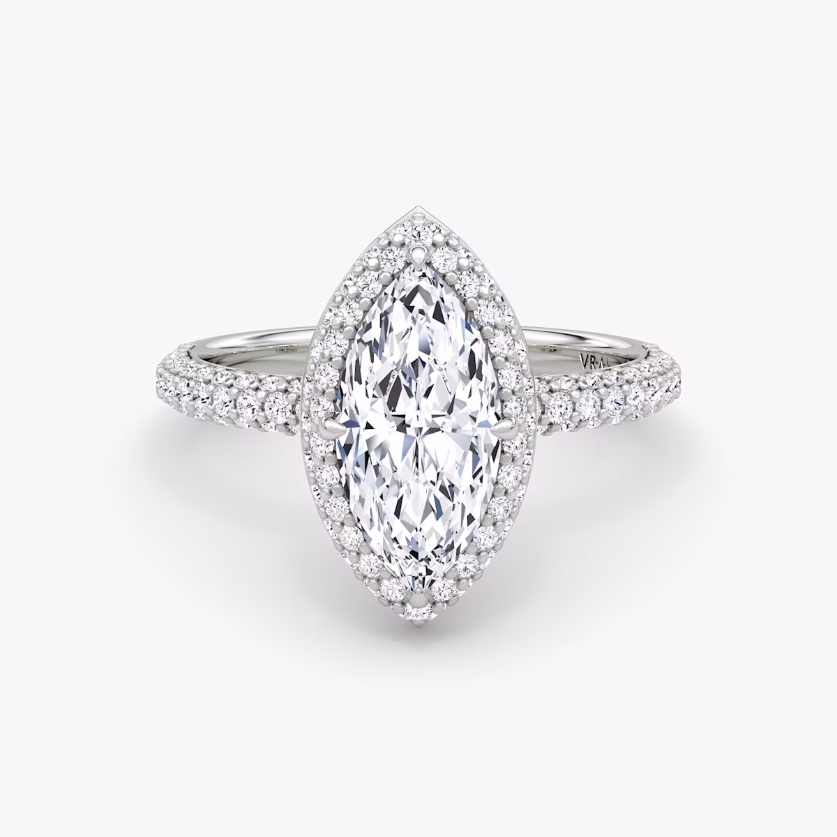 Anillo de compromiso Halo Dome | Marquise | Platino | bandAccent: Pavé | diamondOrientation: vertical | caratWeight: other