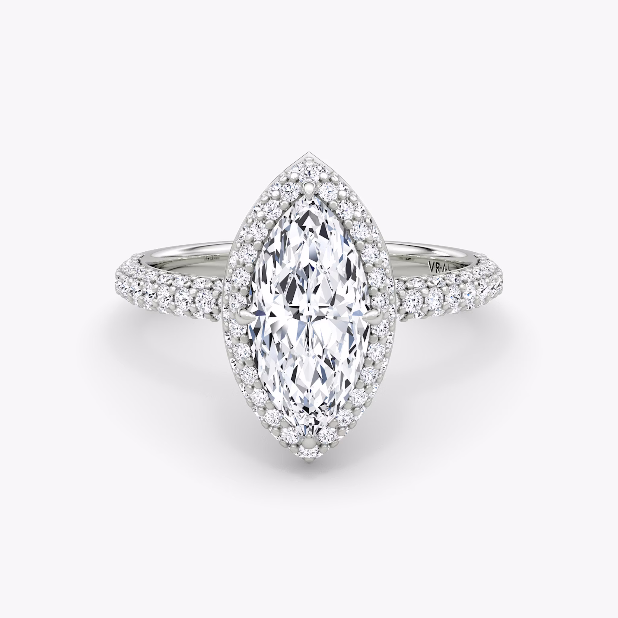 The Halo Dome | Marquise | 18k | White Gold | bandAccent: Pavé | diamondOrientation: vertical | caratWeight: other