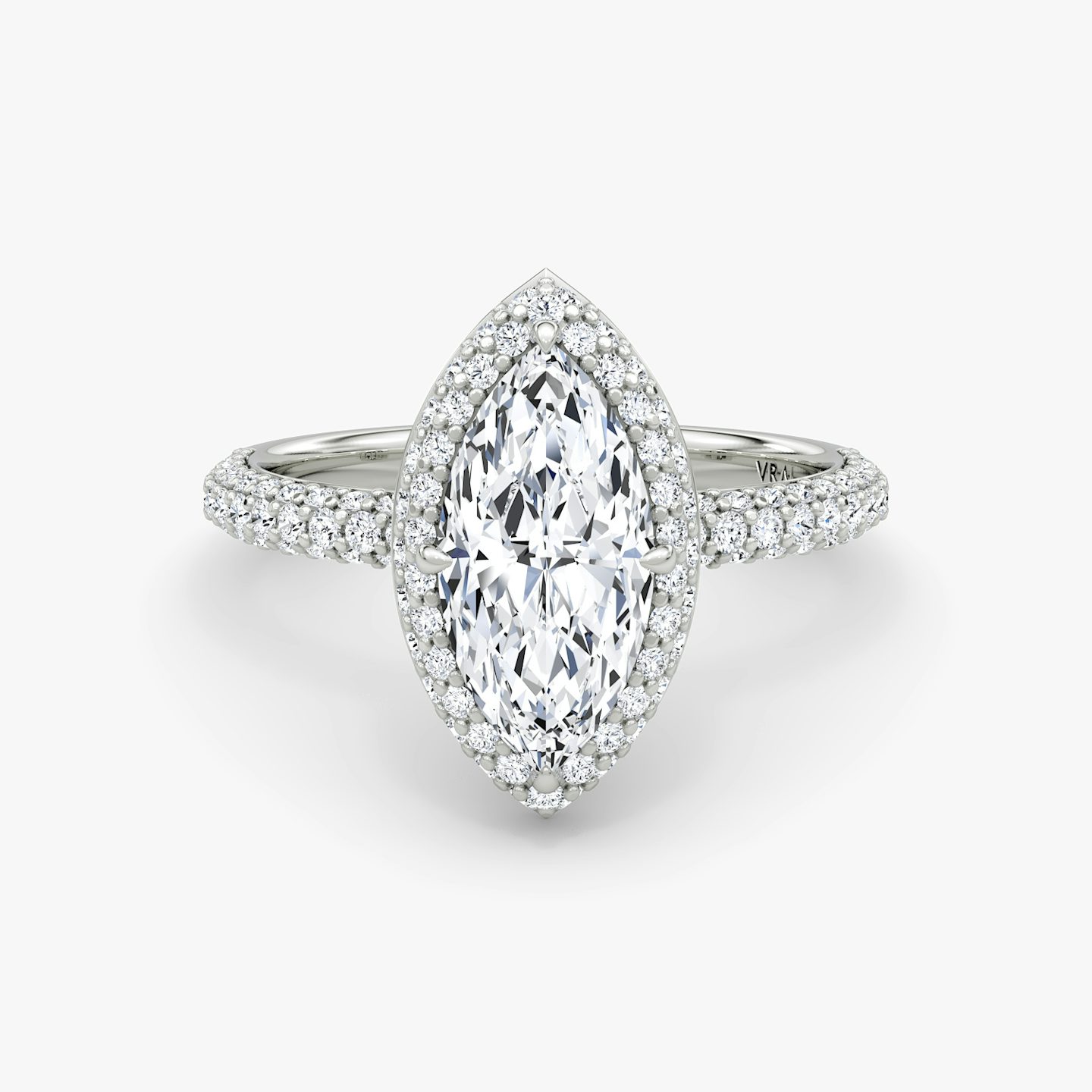The Halo Dome | Marquise | 18k | White Gold | bandAccent: Pavé | diamondOrientation: vertical | caratWeight: other