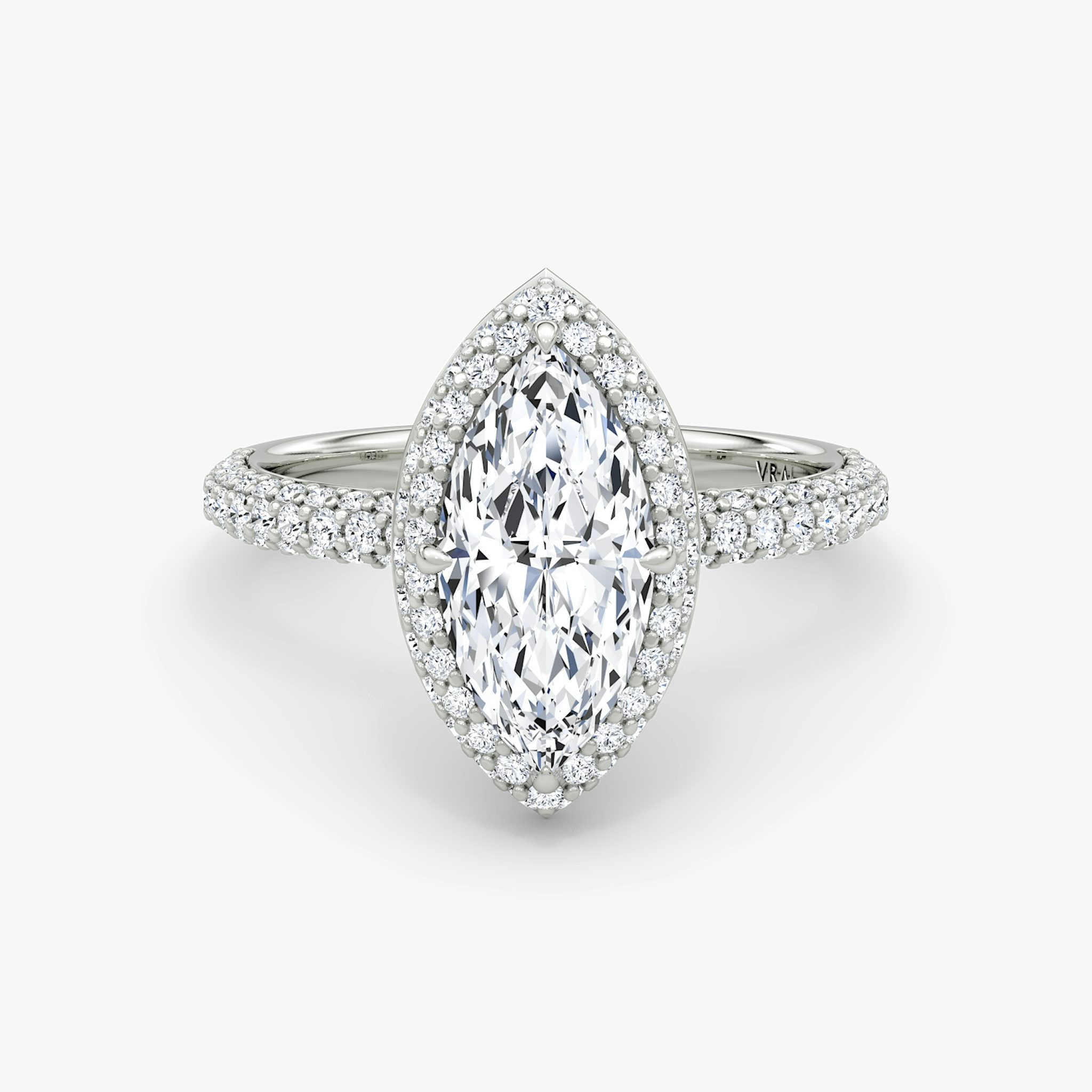 The Halo Dome | Marquise | 18k | White Gold | bandAccent: Pavé | diamondOrientation: vertical | caratWeight: other