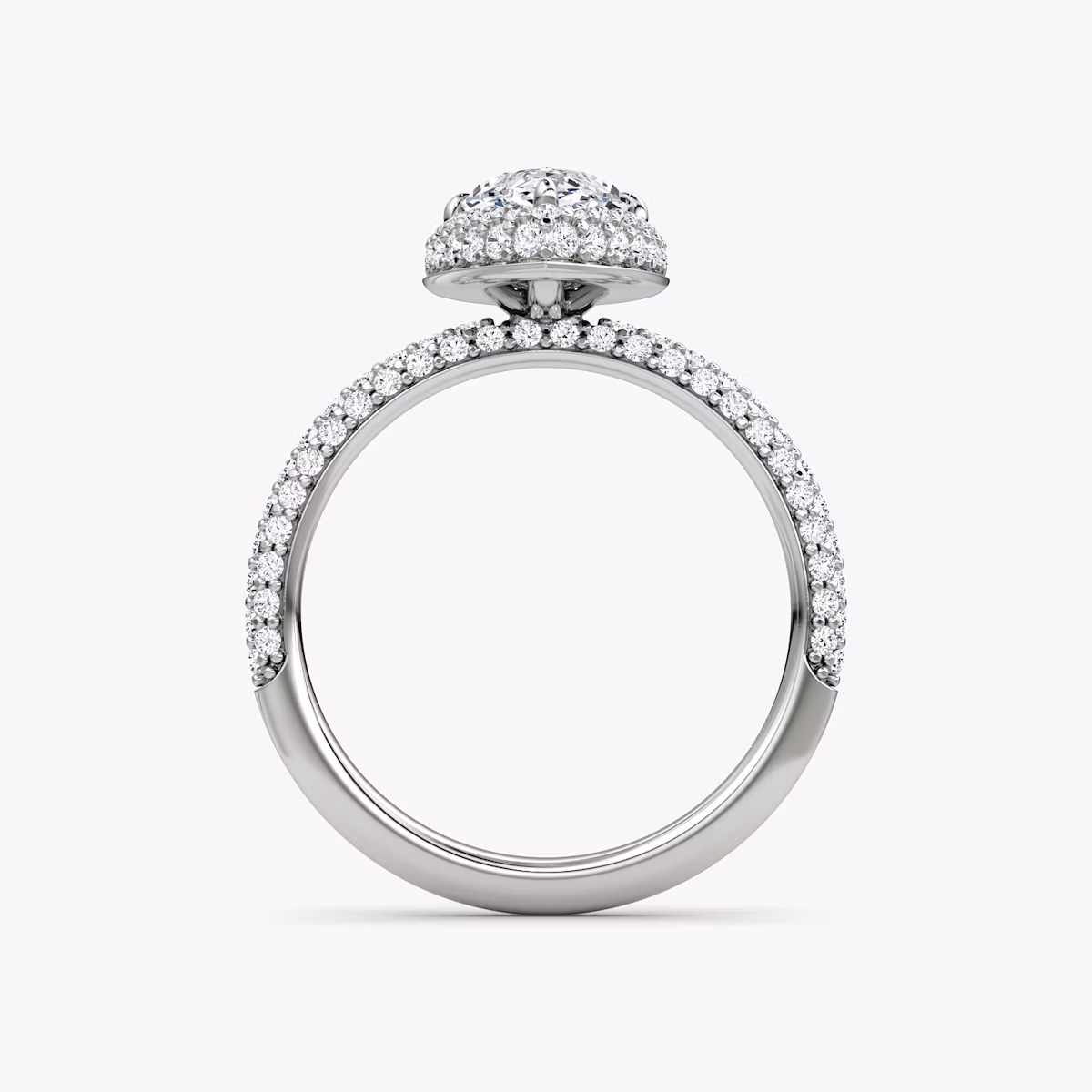 Anillo de compromiso Halo Dome | Marquise | Platino | bandAccent: Pavé | diamondOrientation: vertical | caratWeight: other