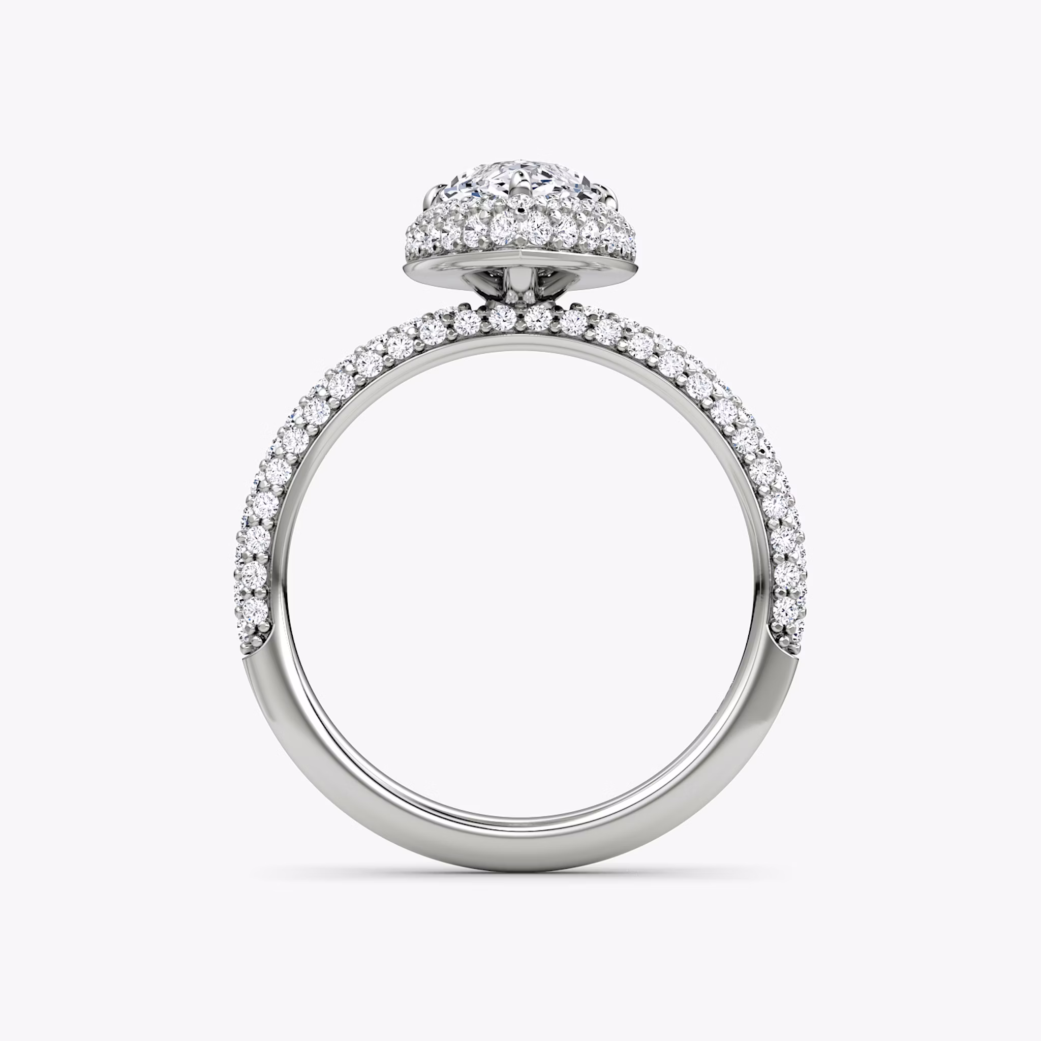 The Halo Dome | Marquise | 18k | White Gold | bandAccent: Pavé | diamondOrientation: vertical | caratWeight: other